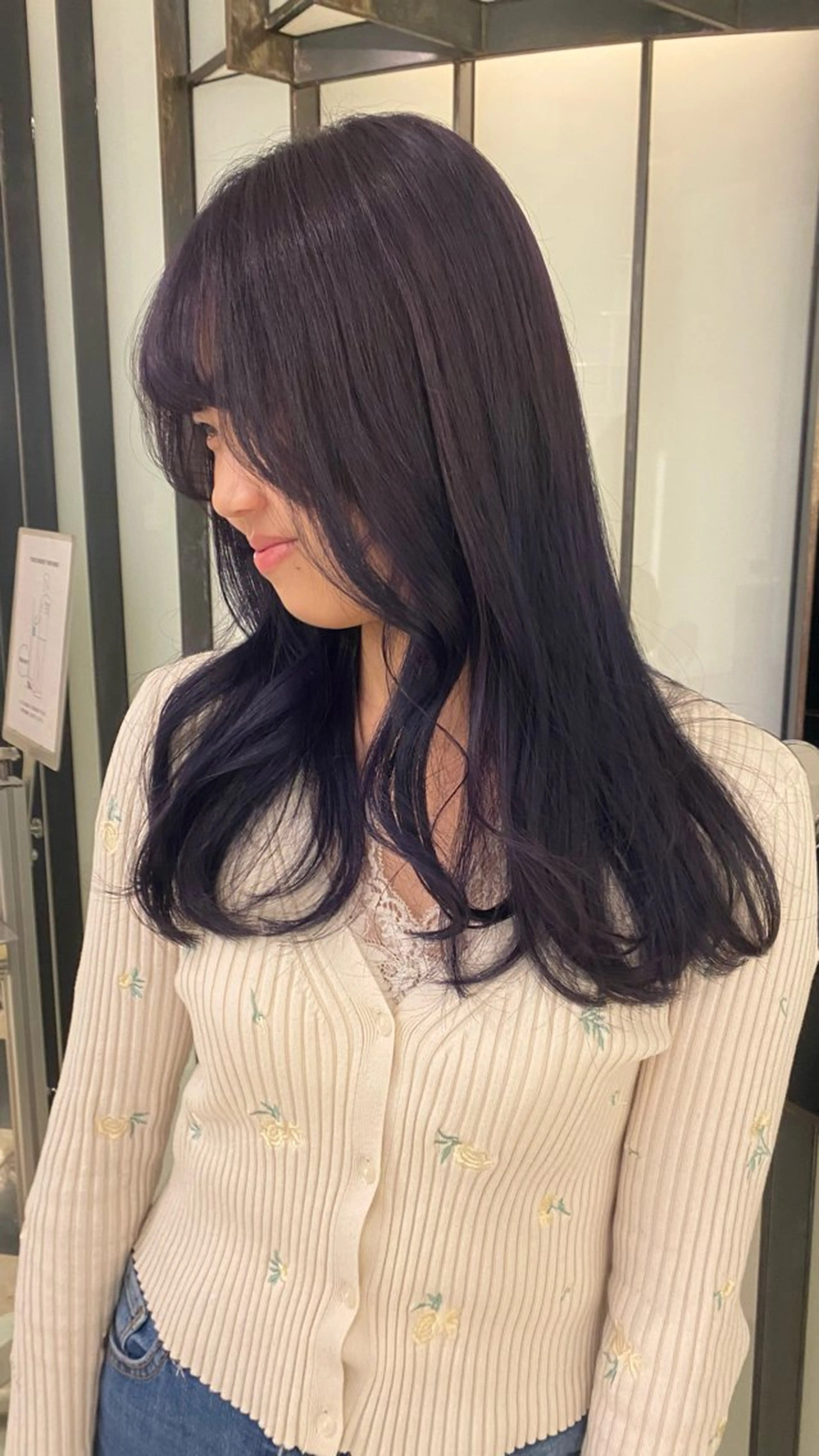 ロング パープルカラー 高山沙来/ストレート パーマ特化/縮毛矯正のヘアスタイル