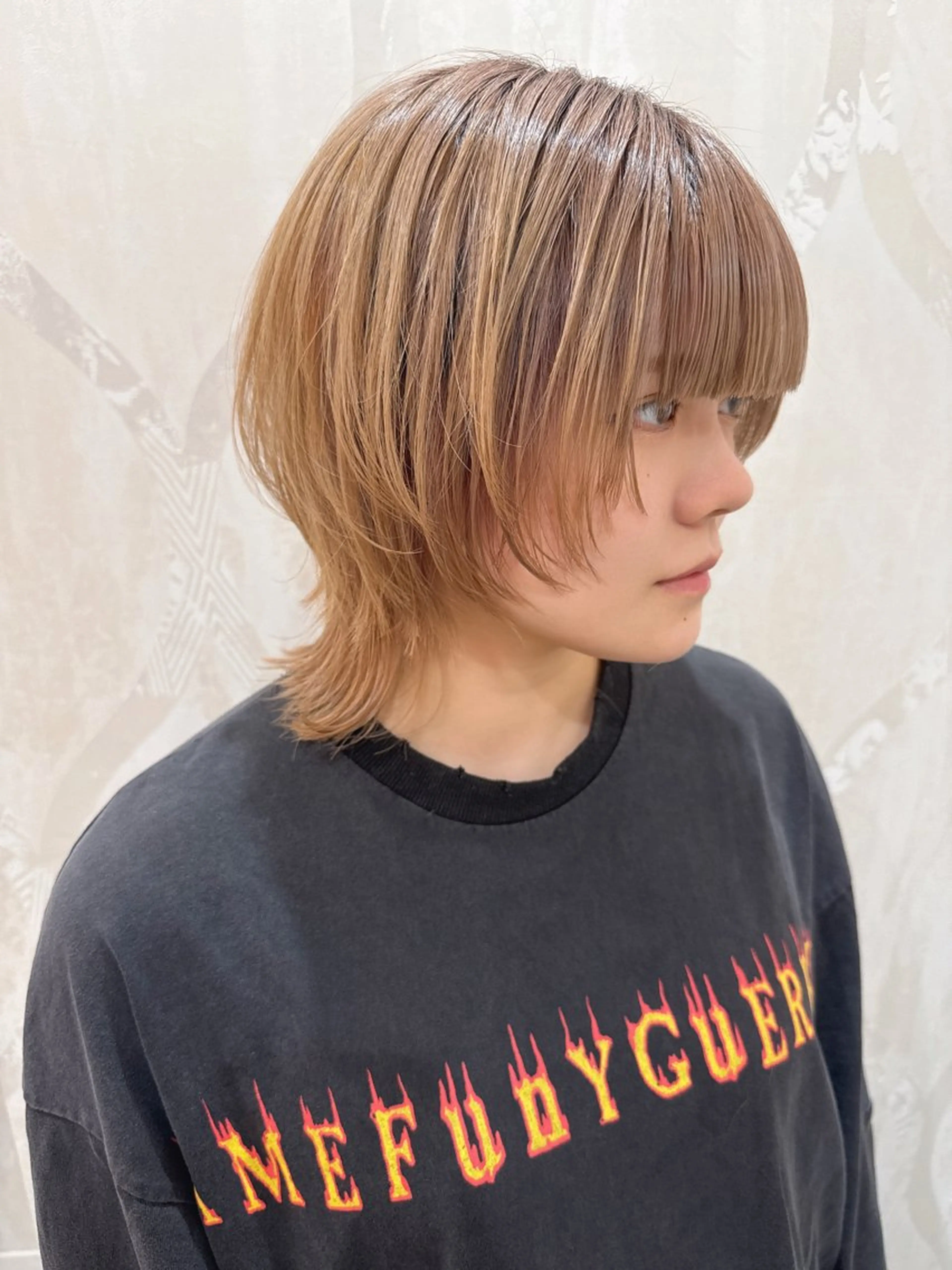 ショート カラー ハイトーンカラー ウルフカット カット 原田 健斗のヘアスタイル