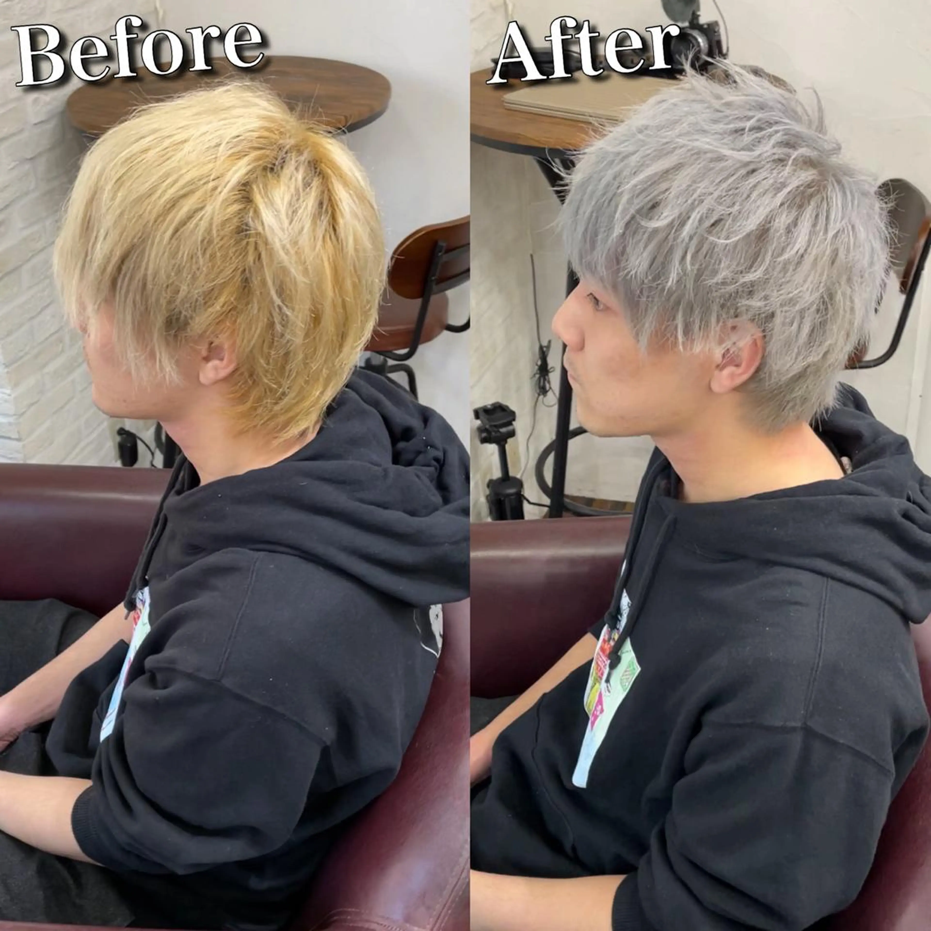 カラー メンズ メンズブリーチ ブリーチ シルバー ホワイトシルバー Soleria 田中慎一のヘアスタイル