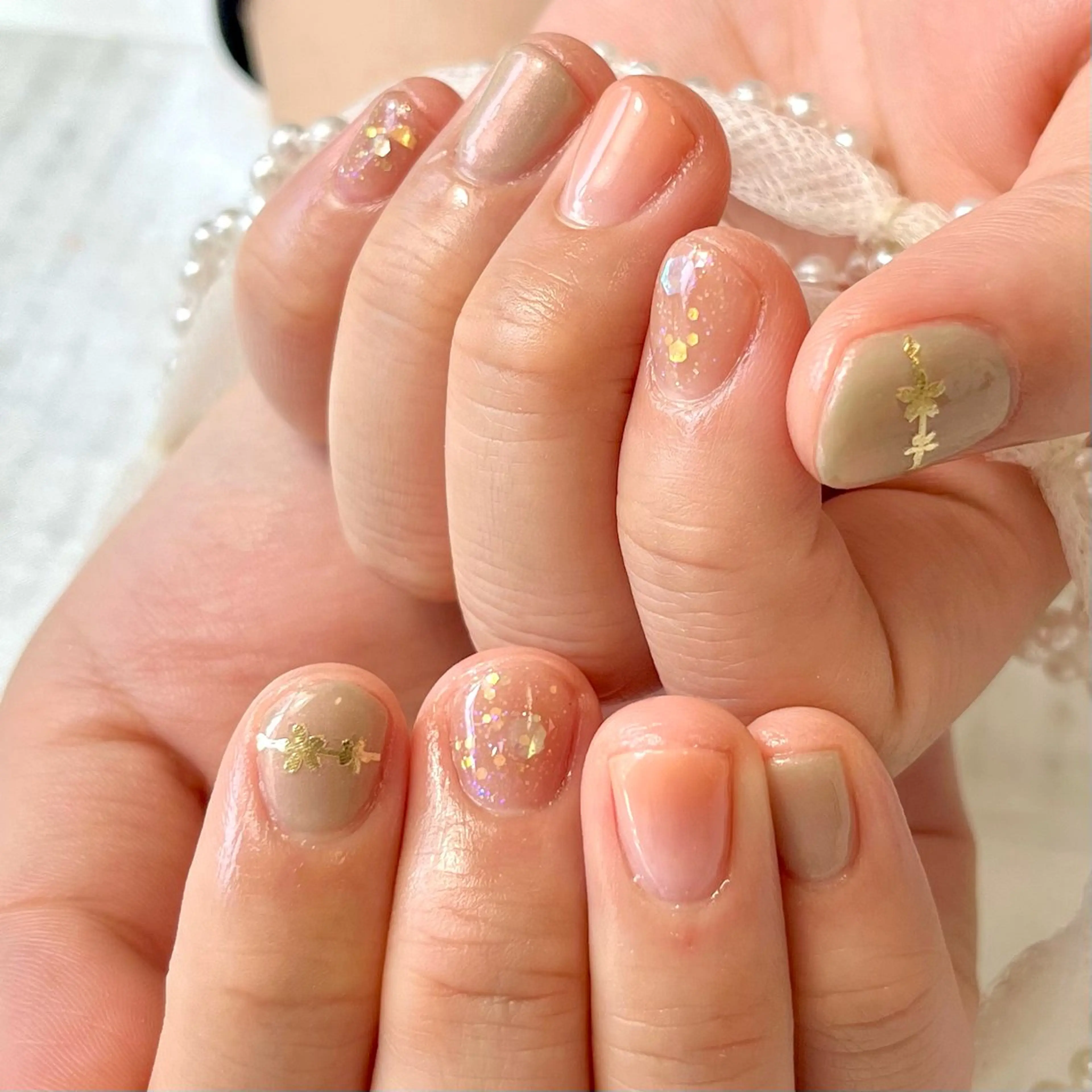 ネイル 成人式 ゴールド グリーン 韓国ネイル ピンク 韓国ネイル💠 Tomoのネイルデザイン