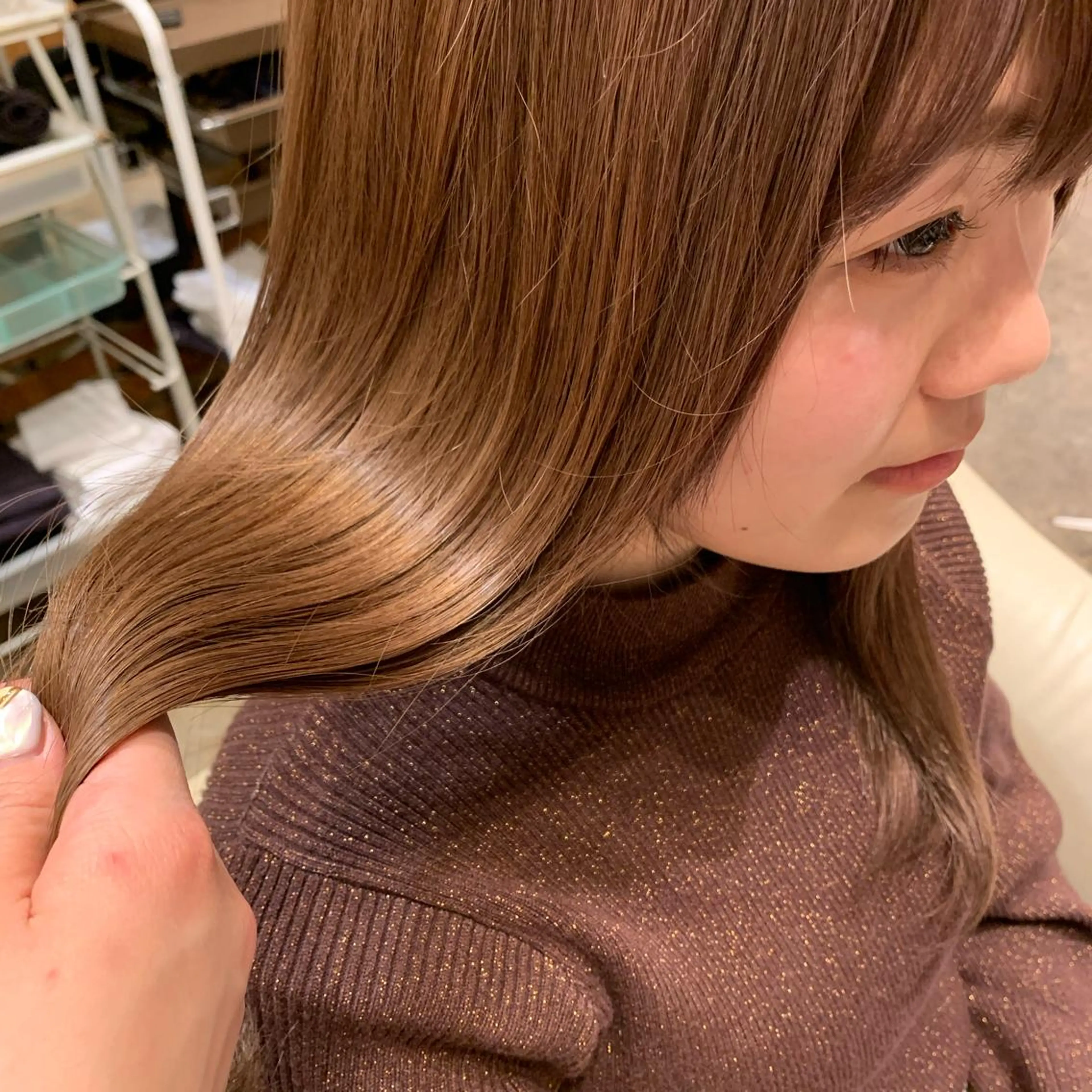 セミロング カラー 【完全個室】髪質改善 暖色カラー/山崎唯奈のヘアスタイル