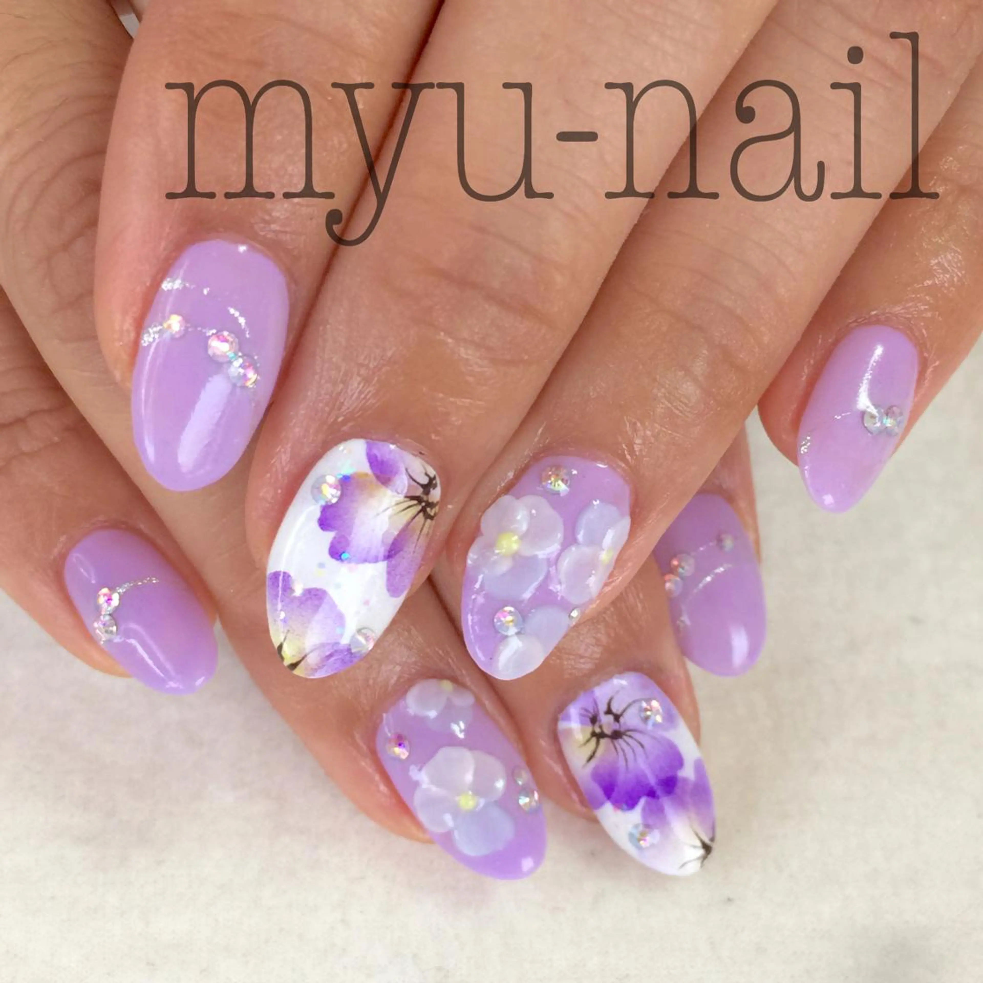 ネイル アートネイル フラワーネイル ハンドネイル ホームサロン myu-nailのネイルデザイン