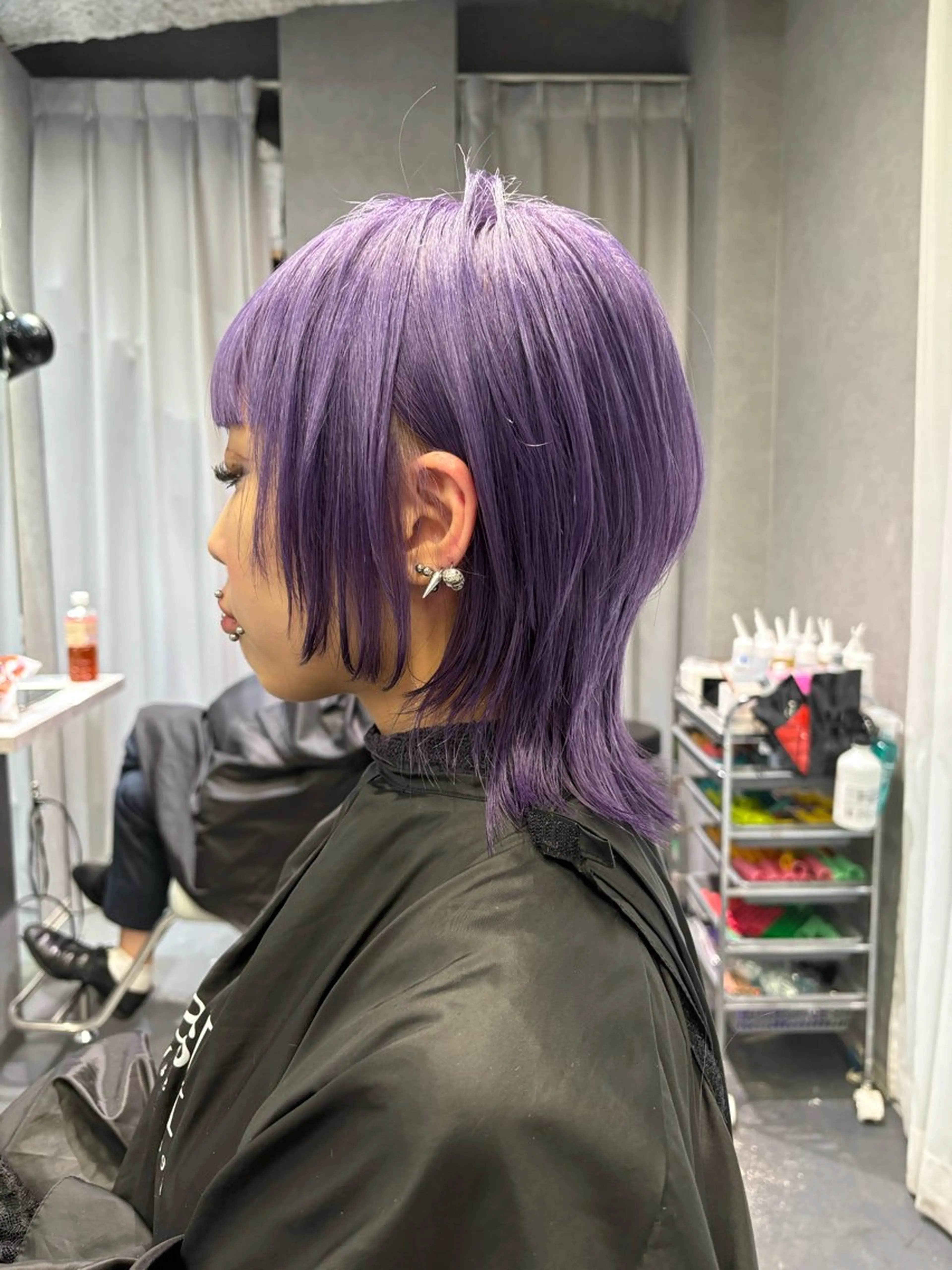 ショート カラー ウルフカット カット ヘアカラー トリートメント jyui/原宿 ハイトーン/デザインのヘアスタイル