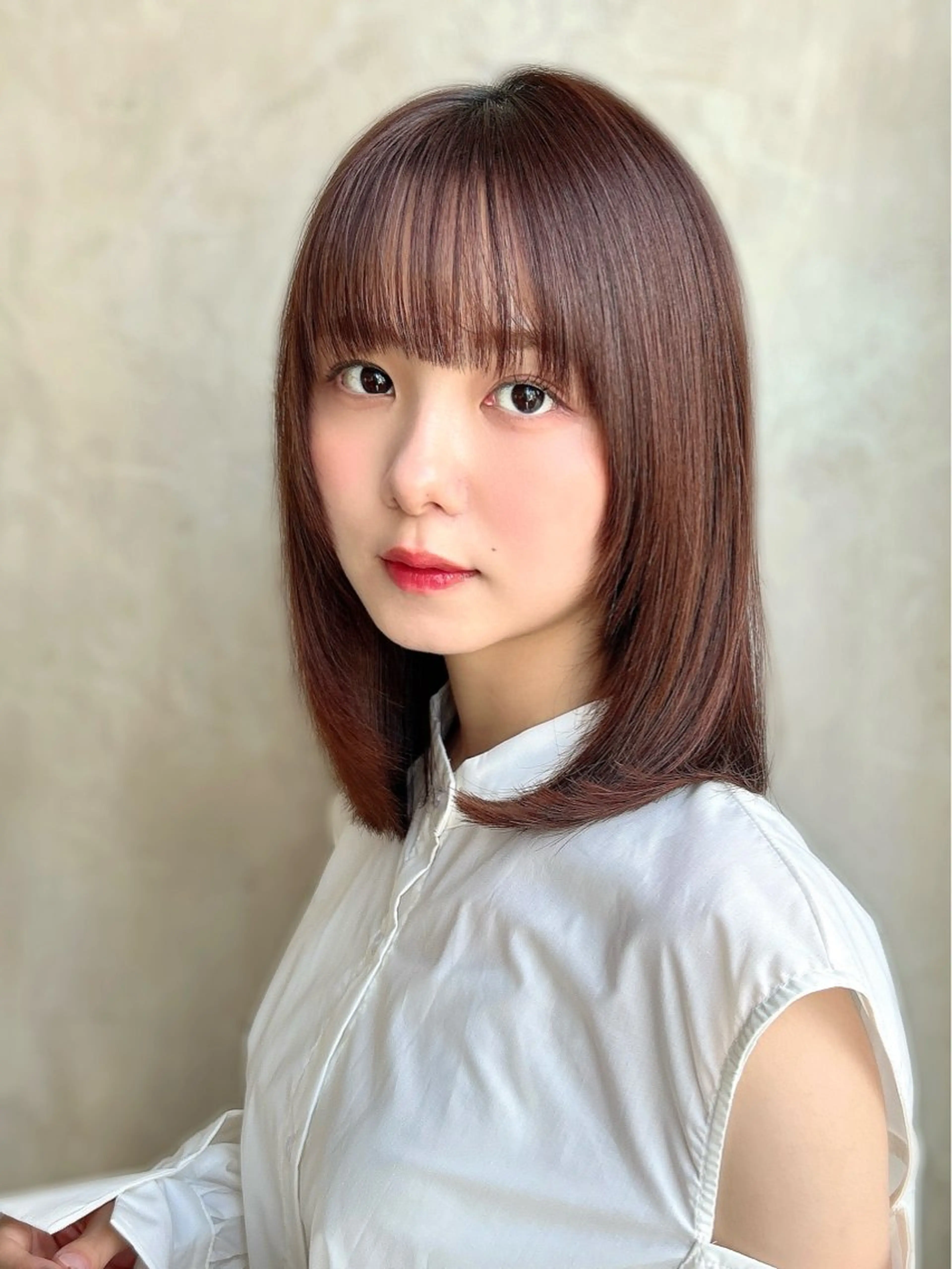 ミディアム カラー パーマ カット ヘアカラー 縮毛矯正 トリートメント 新宿✨顔周りカット 韓国ヘア/坂本亜裟海のヘアスタイル