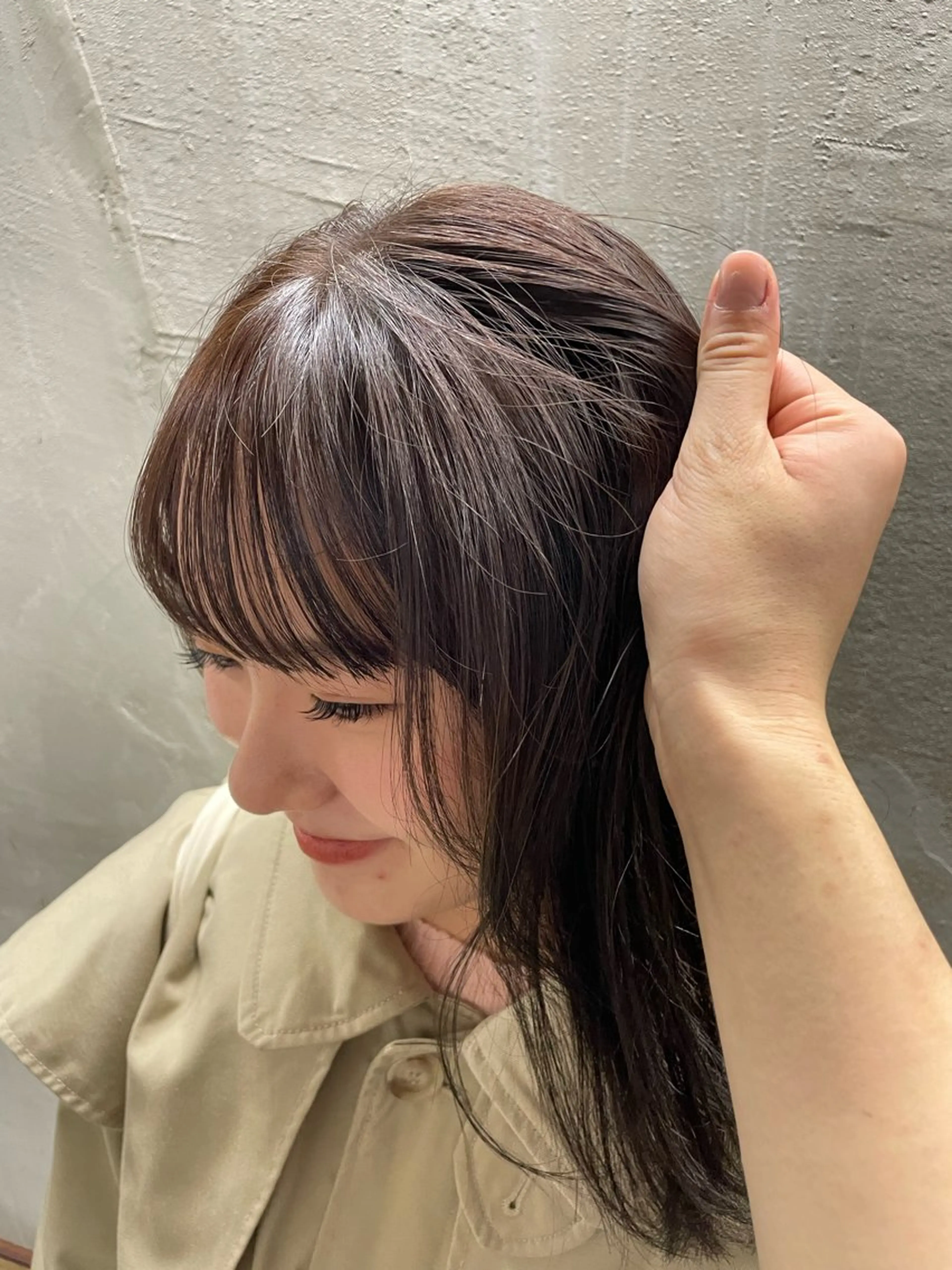 セミロング カラー ベージュカラー オリーブベージュ レイヤー透明感カラー /gima🌱のヘアスタイル