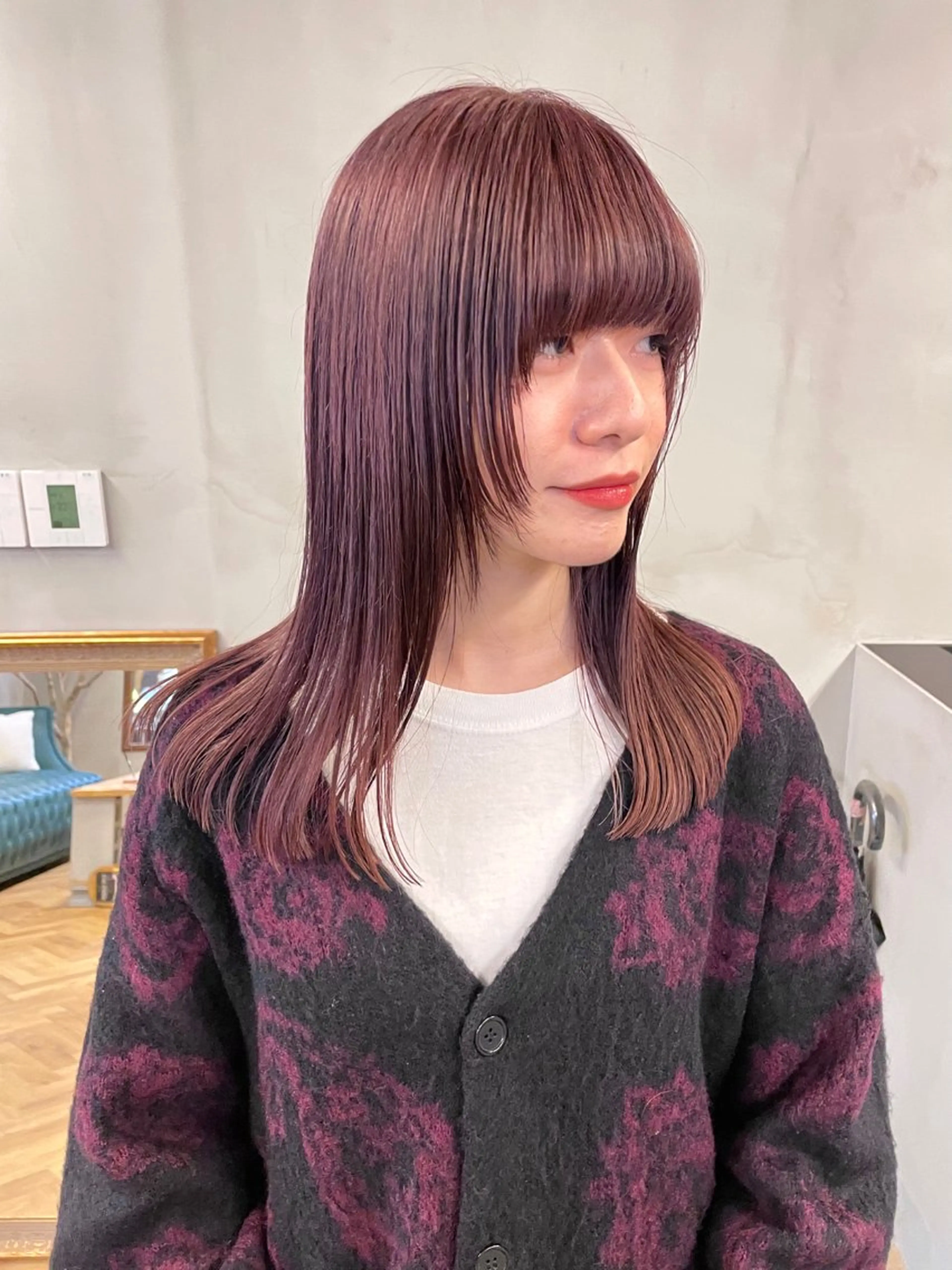 セミロング カラー パーマ ヘアアレンジ メンズ ピンクカラー カット ヘアカラー トリートメント tatsumi/ボブ ウルフ/レイヤーのヘアスタイル