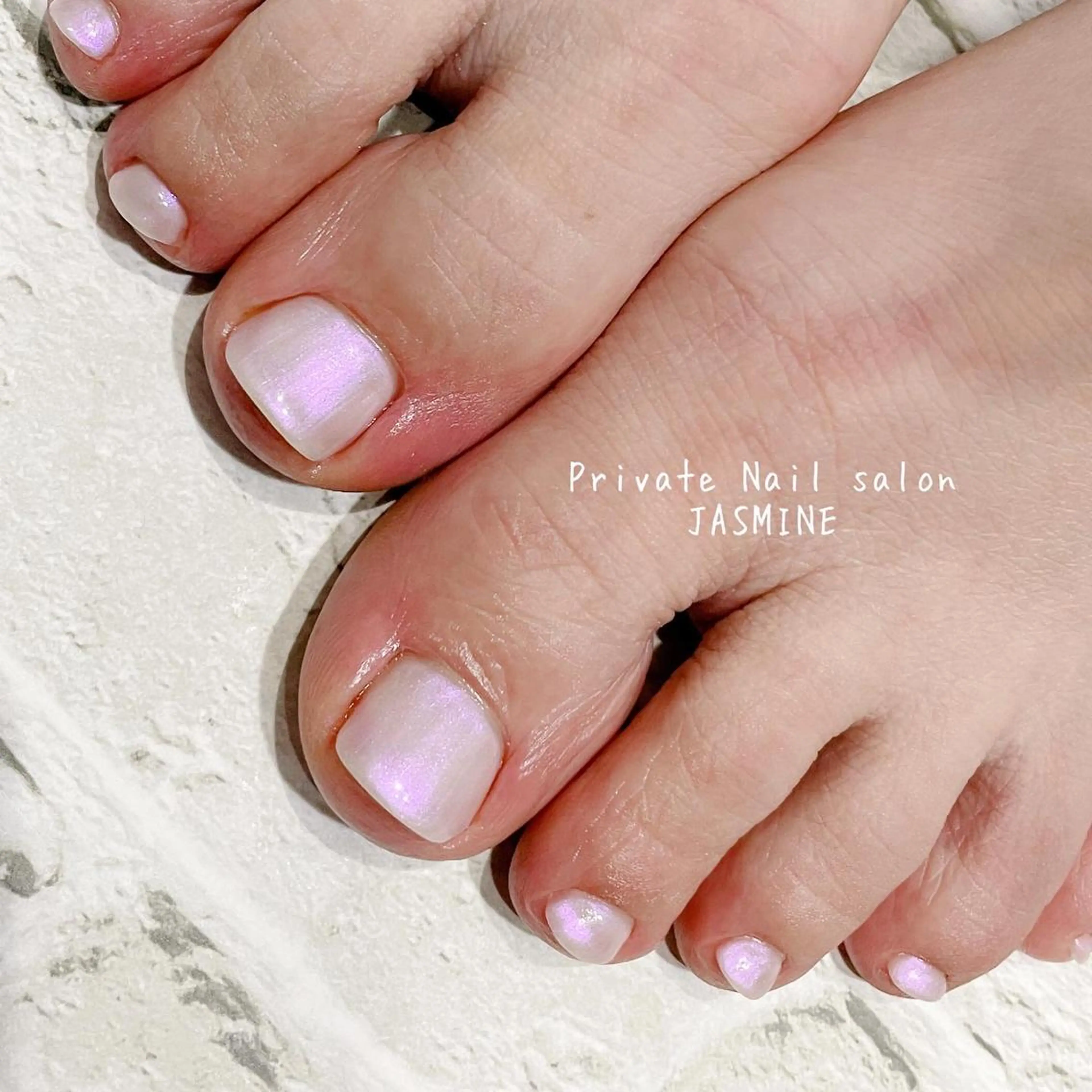 ネイル オーロラネイル フットネイル パープル フットネイル Nail salon JASMINEのネイルデザイン