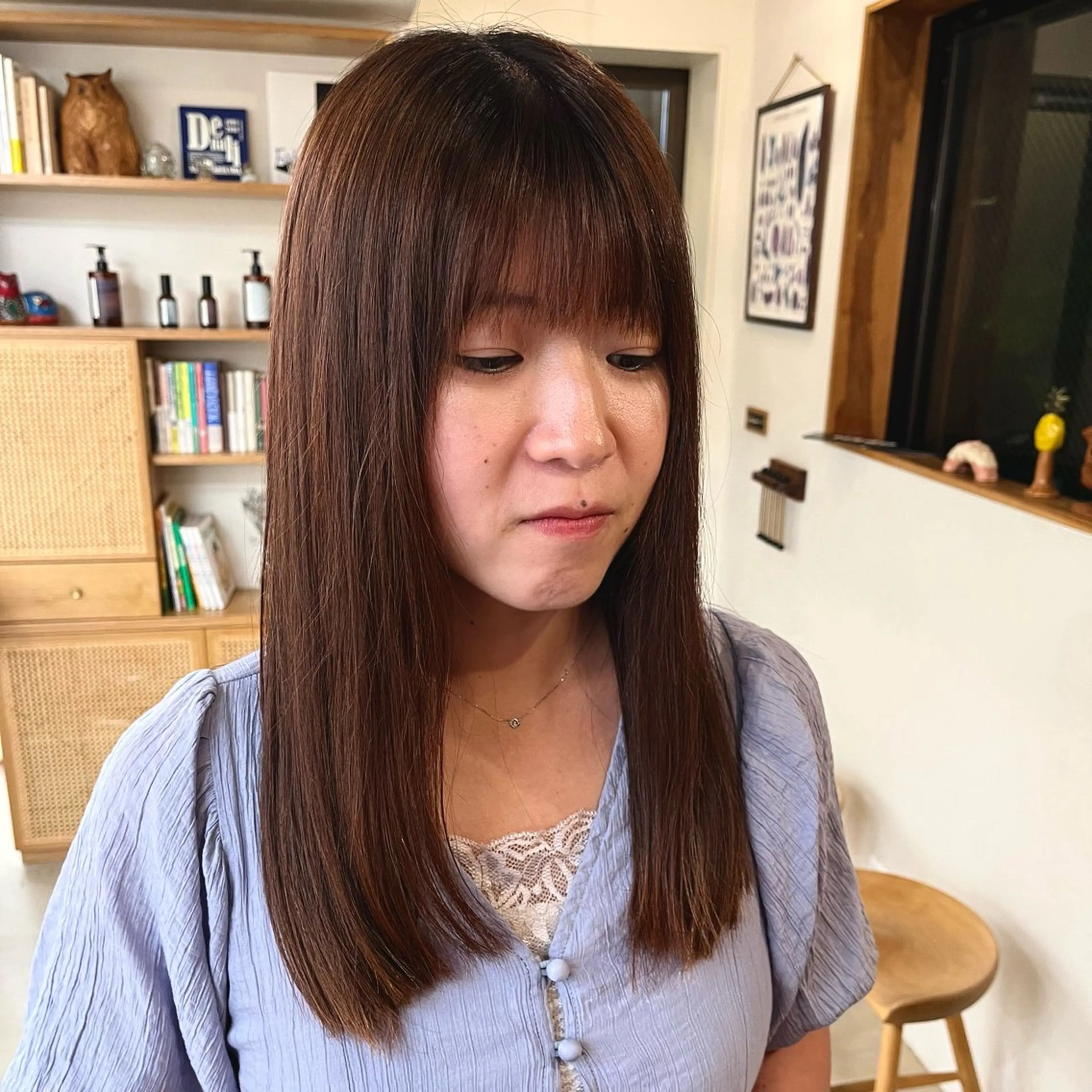 セミロング カラー 宇野澤 銘のヘアスタイル