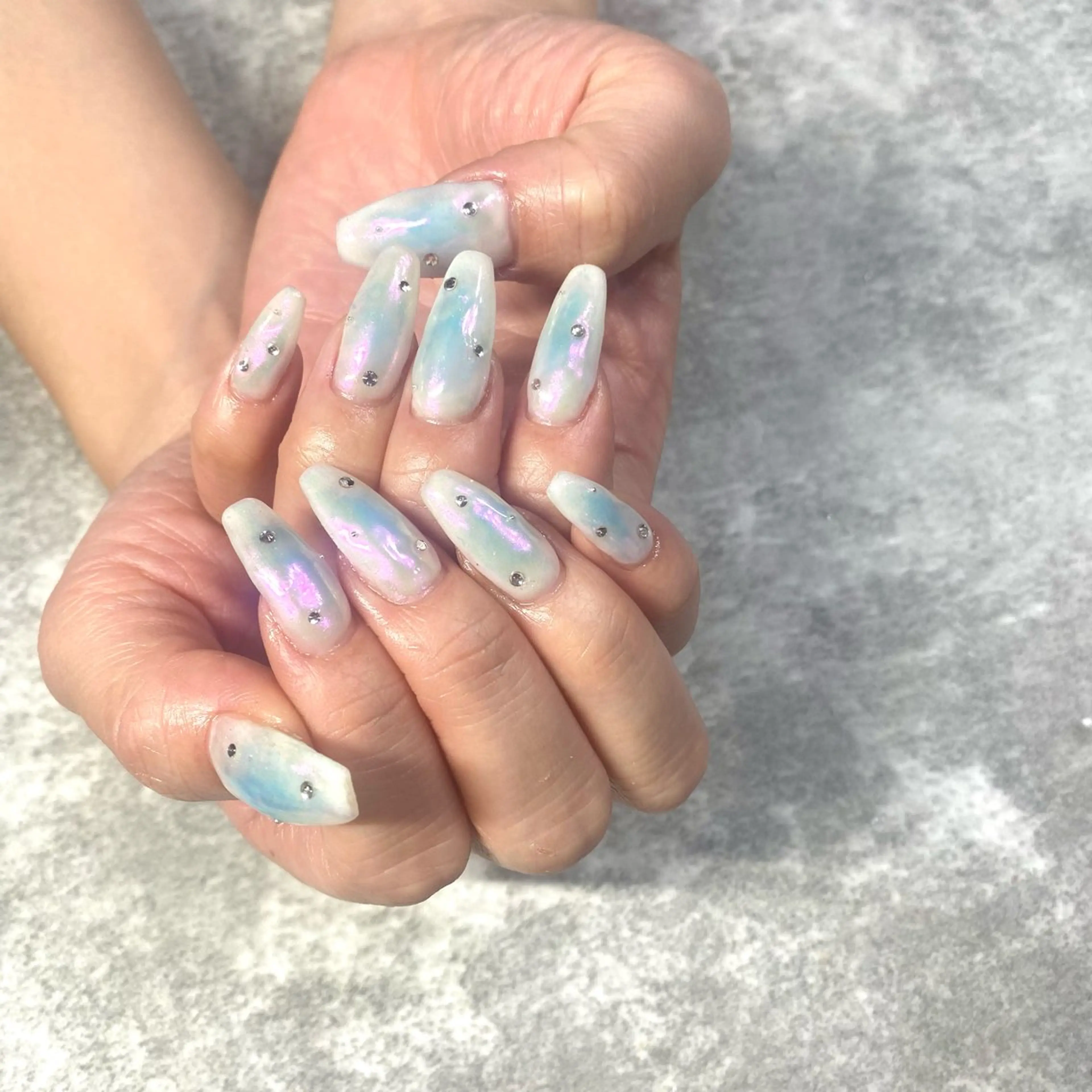 ネイル ブルー チークネイル ハンドネイル ★Rinail... .のネイルデザイン