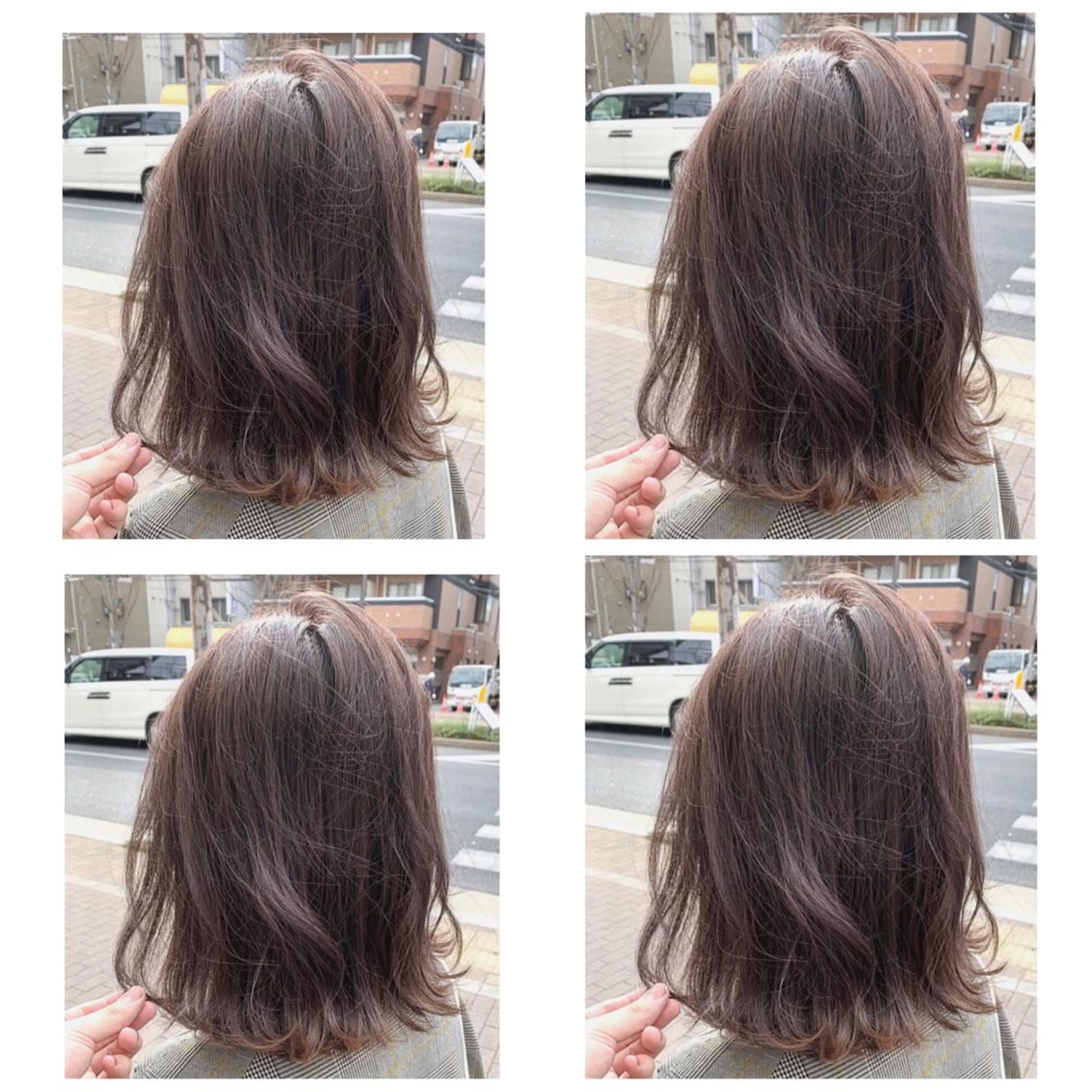 ミディアム カラー アッシュ バレイヤージュ ブリーチ デザインカラー グレージュ カット ヘアカラー トリートメント 京都大人女性ショート 徒歩1分/秋山のヘアスタイル