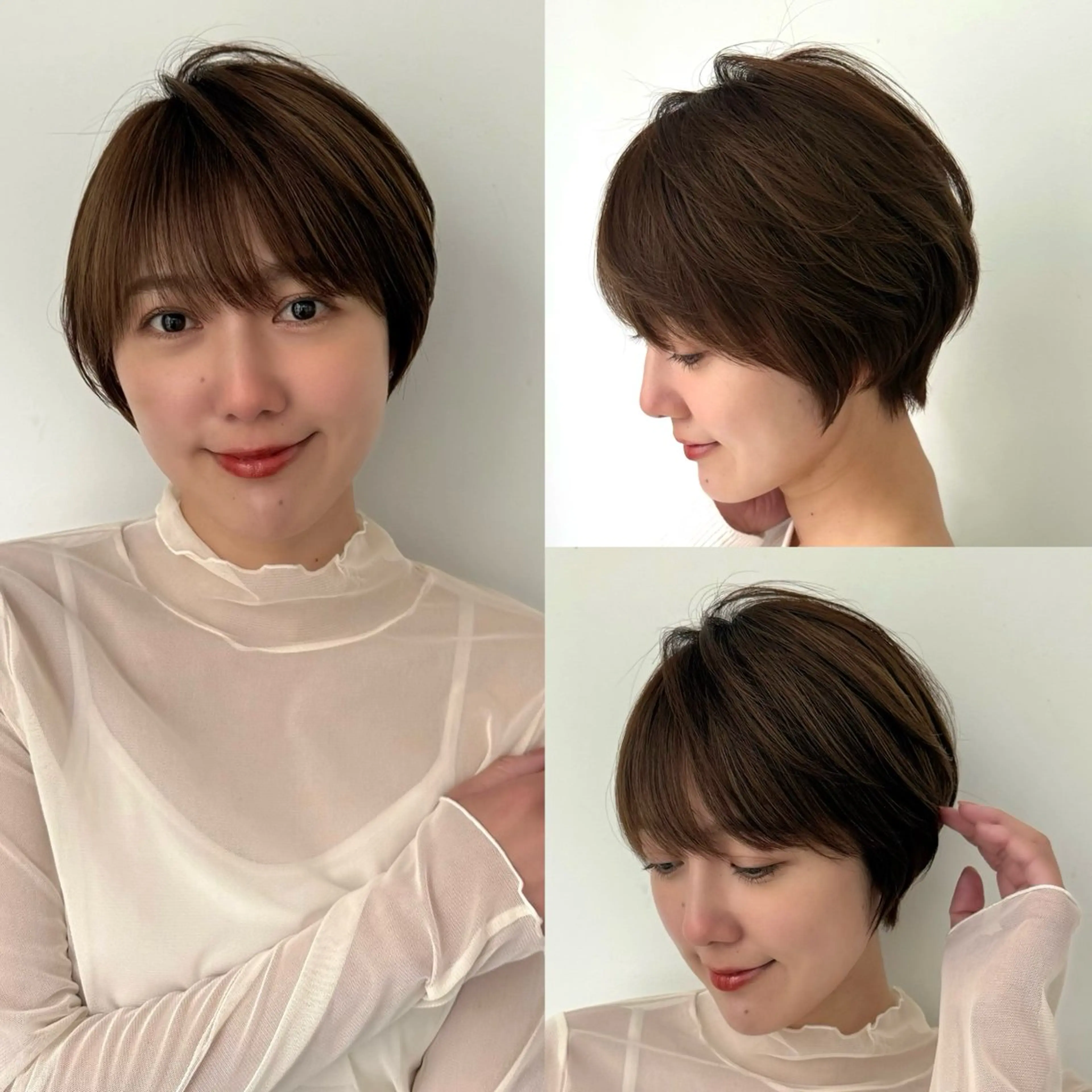 ショート ボブ 顔周りカット 髪質改善 韓国風ヘア レイヤーカット 大人美人ショート 杉浦主馬のヘアスタイル