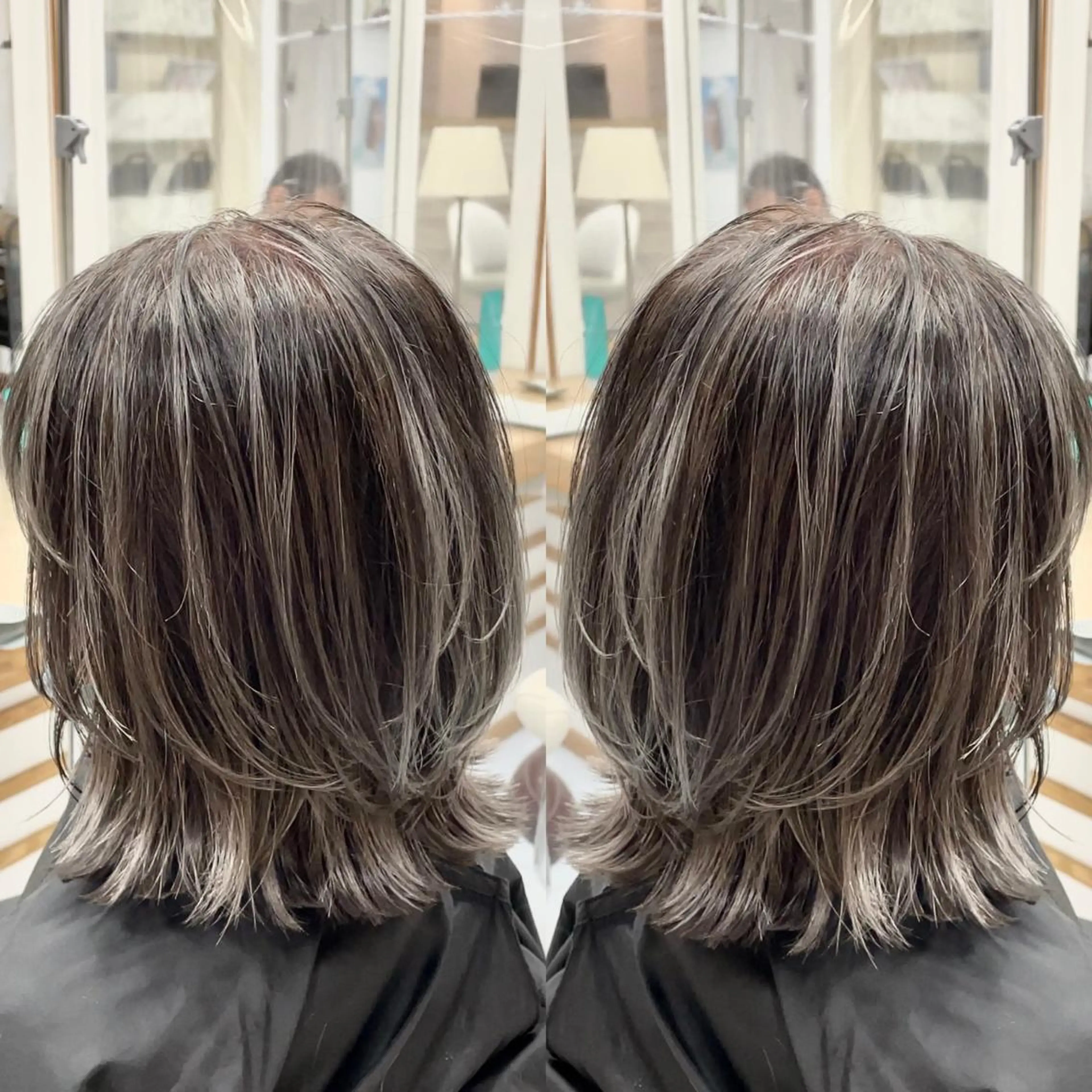 ミディアム カラー カット ヘアカラー トリートメント 縮毛/レイヤー 韓国/橋口のヘアスタイル