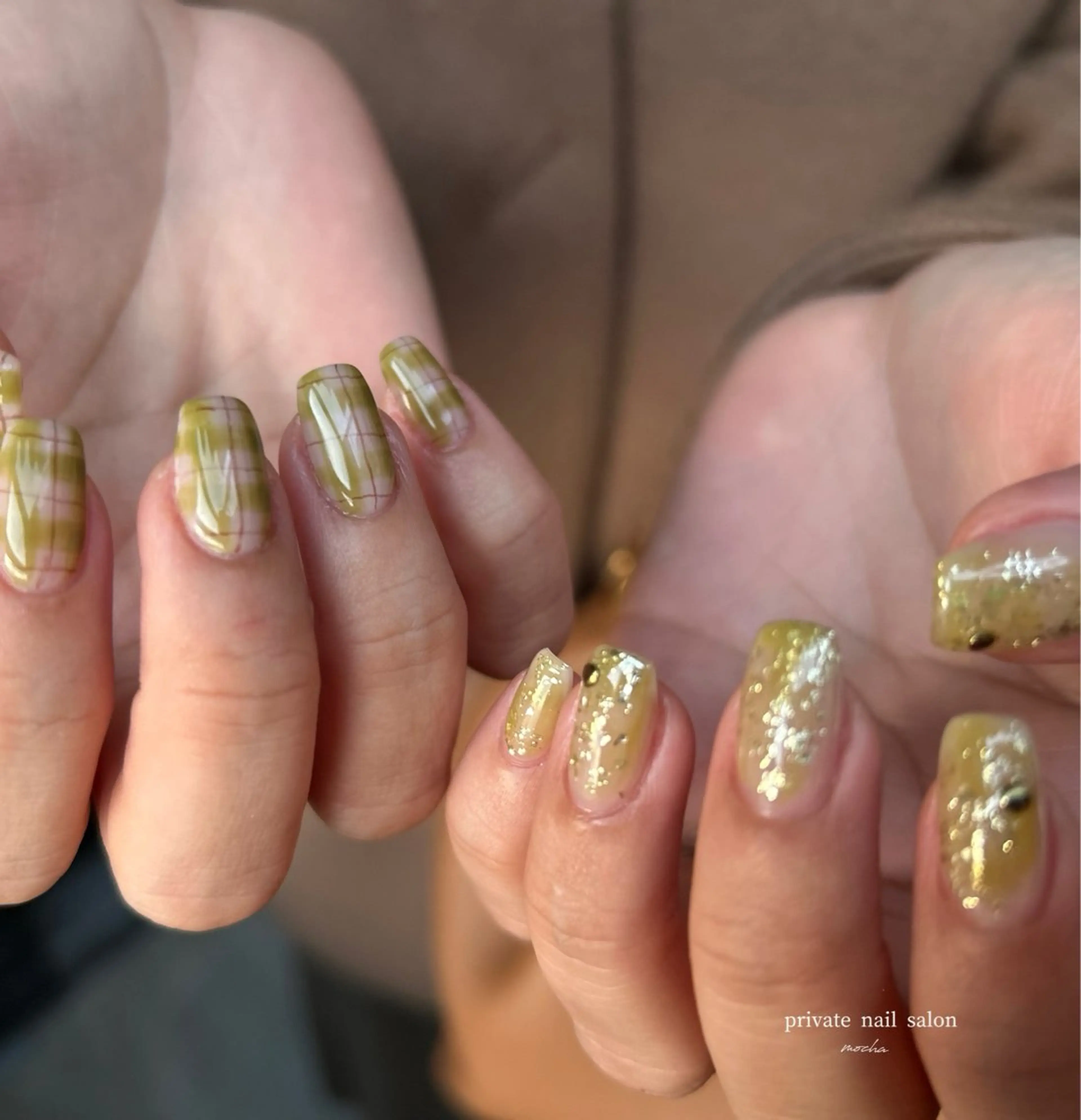 ネイル カジュアル フレンチネイル マグネットネイル ミラーネイル ニュアンスネイル ハンドネイル mocha nailのネイルデザイン