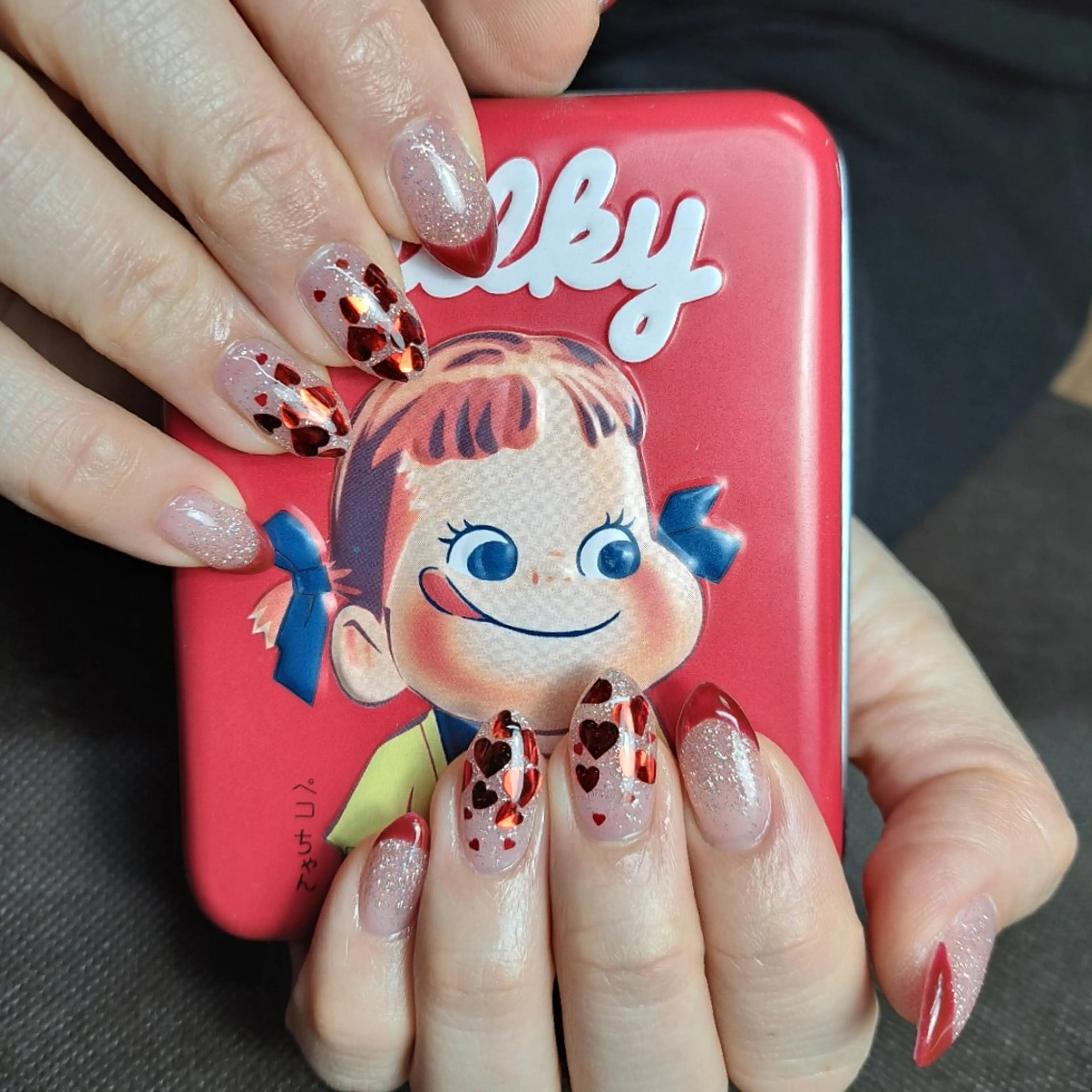 ネイル フラッシュネイル フレンチネイル ハート 持ち込み ハンドネイル HAYASHI  Nのネイルデザイン