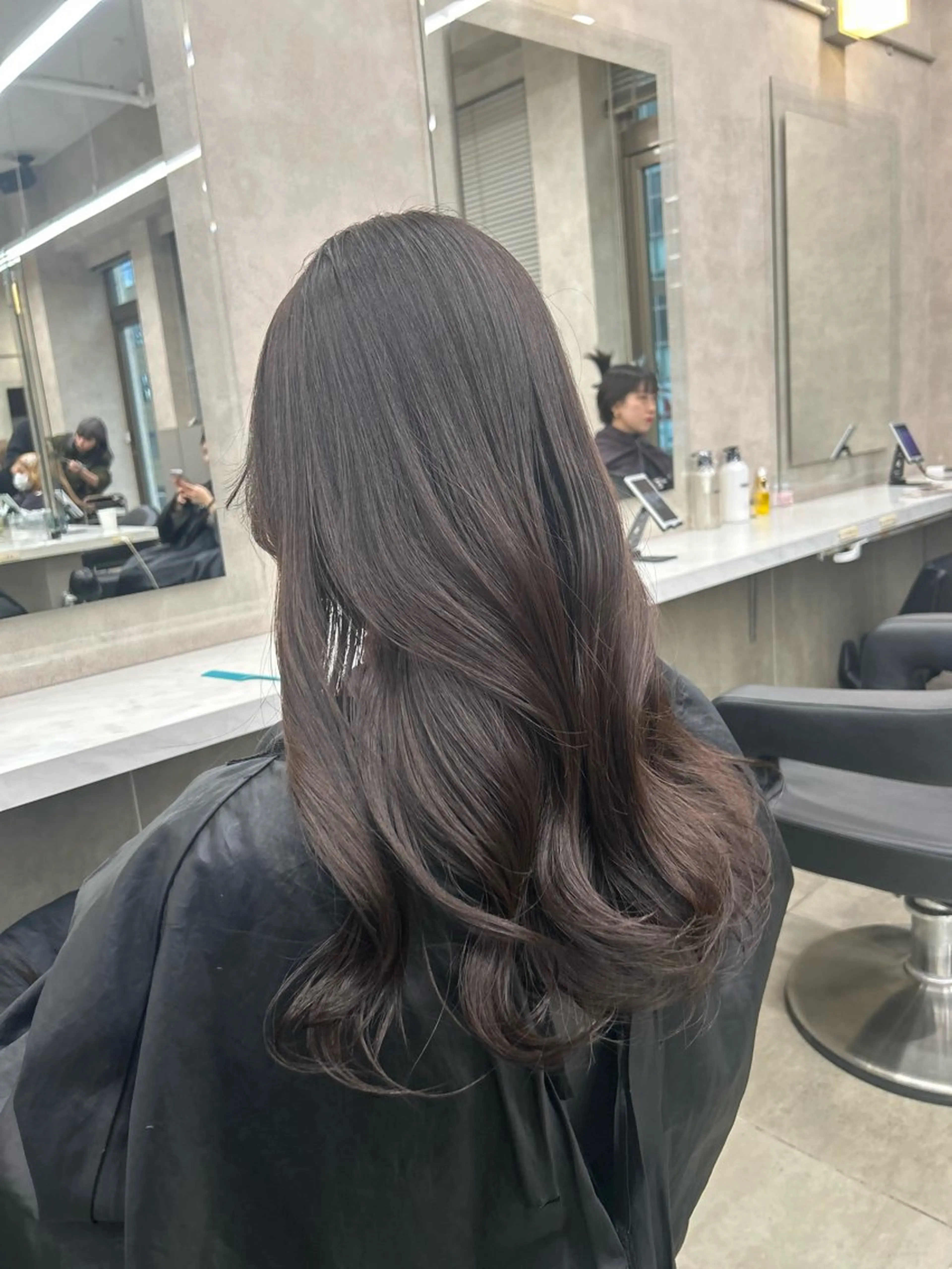 ロング カラー パーマ ヘアアレンジ メンズ キッズ ブリーチなしカラー/ ブラウン/レイヤーのヘアスタイル