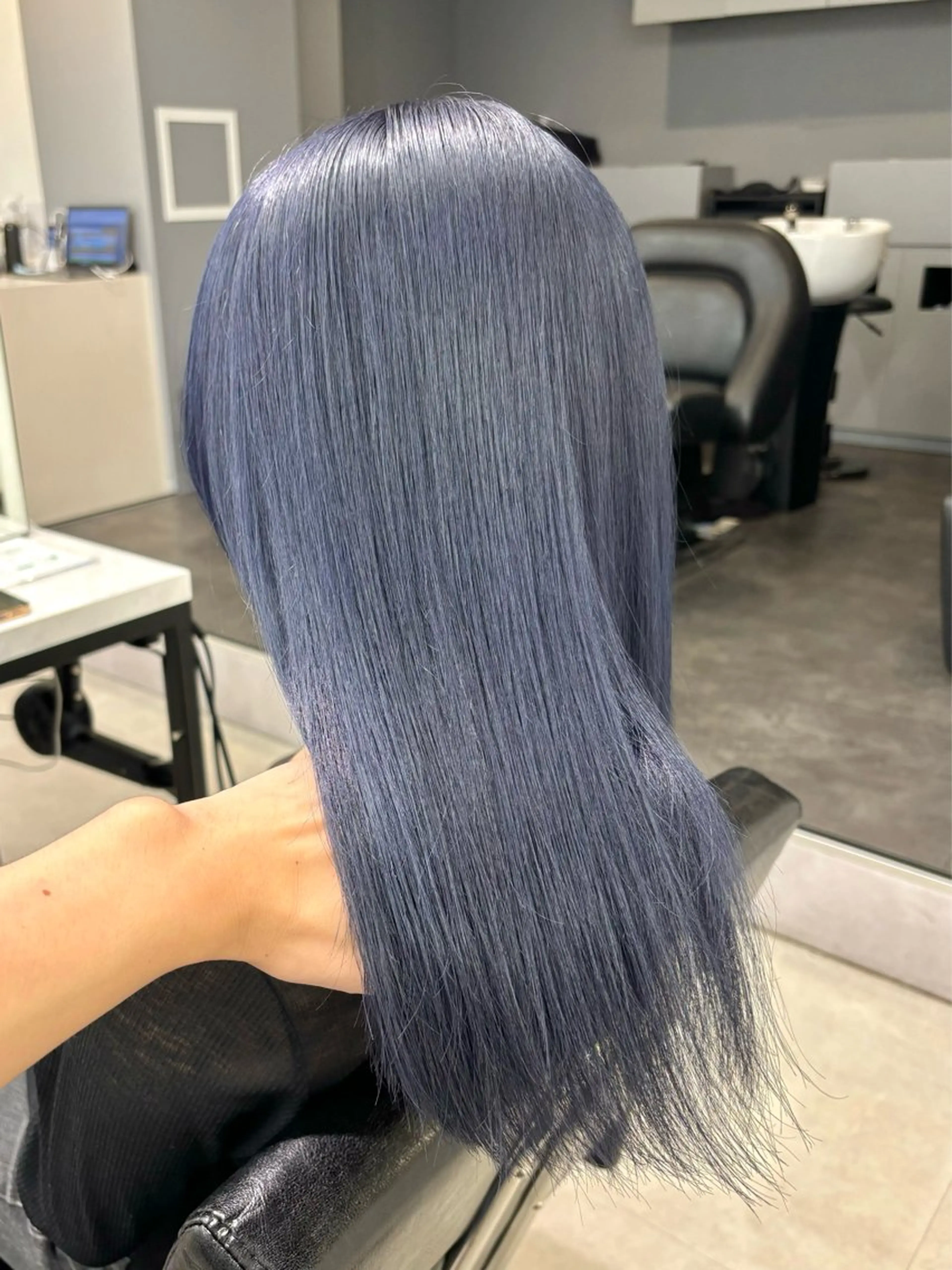 セミロング カラー ブリーチ ブルーカラー ネイビーカラー カット ヘアカラー トリートメント ハイライト/ショート /ボブ/RYOHEIのヘアスタイル