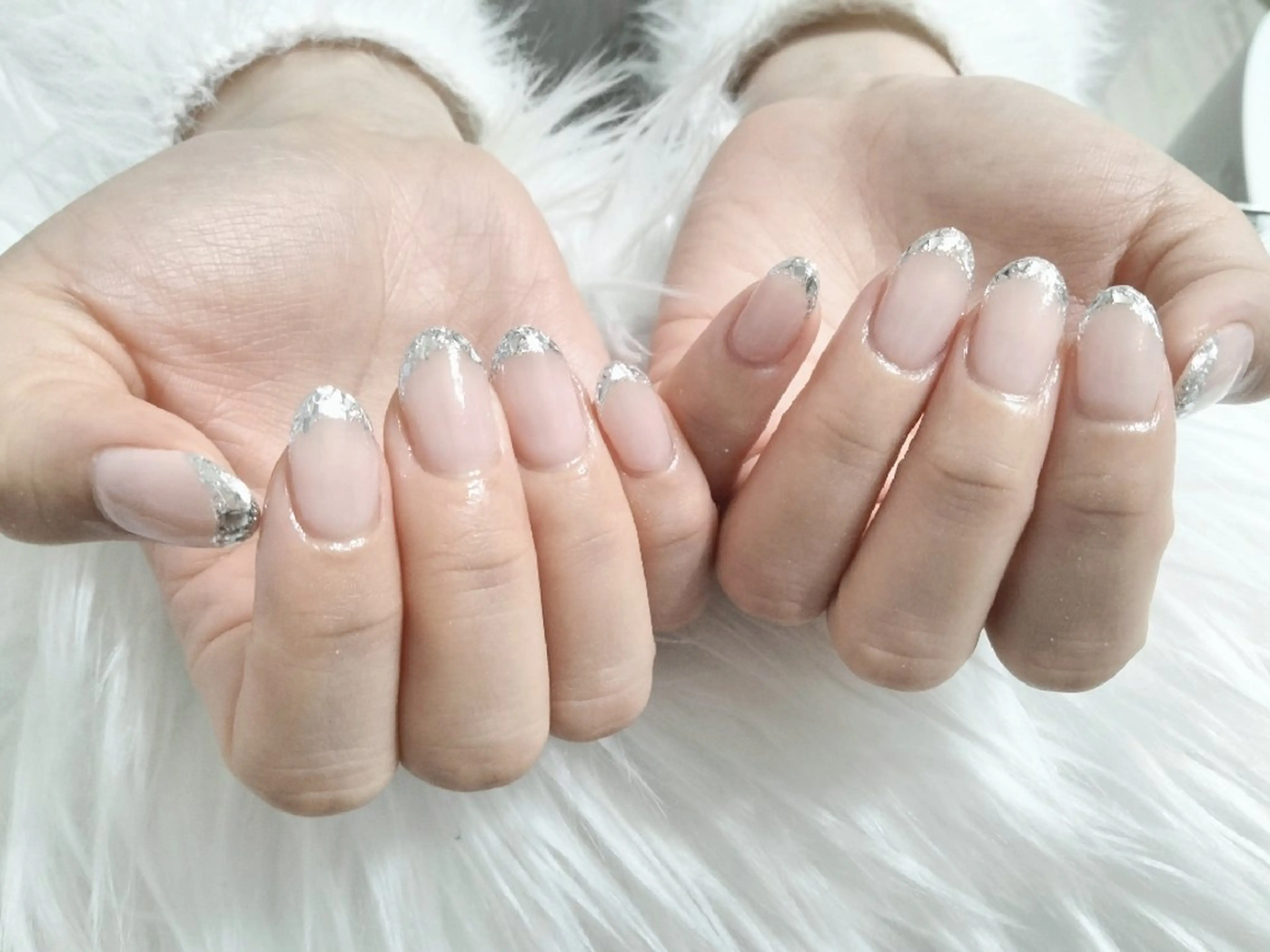 ネイル フレンチネイル ガラスフレンチ 持ち込み ワンホンネイル ハンドネイル Beaubie  nailサロンのネイルデザイン