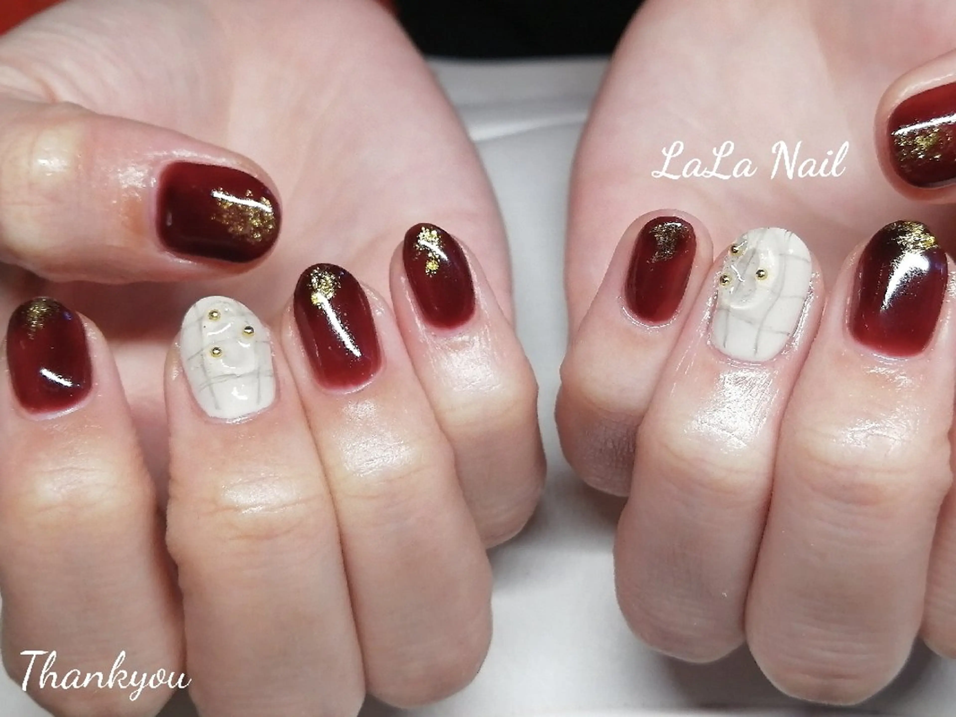 ネイル ボルドー ぷっくりネイル LaLa Nailのネイルデザイン