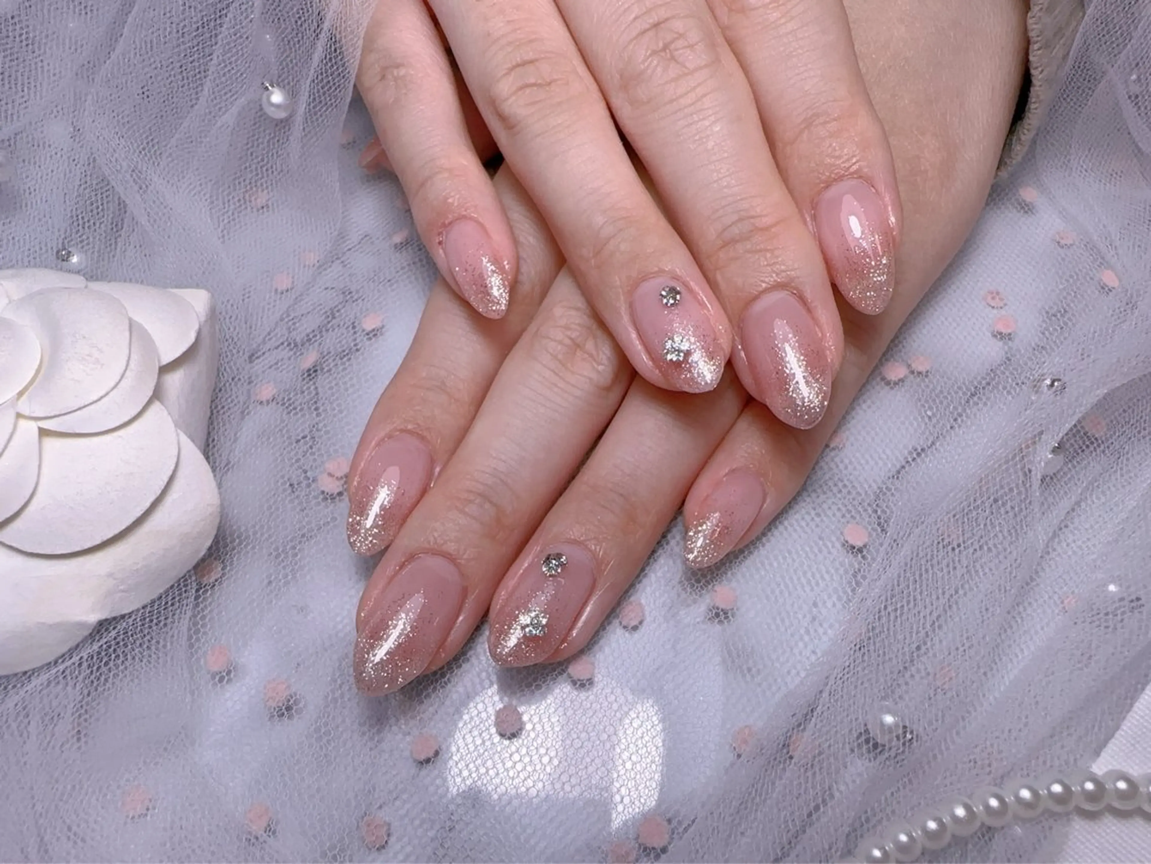 ネイル オーロラネイル フットネイル 韓国ネイル ラメ(グリッター) ラメグラデーション ハンドネイル Belle nail salon 新小岩のネイルデザイン