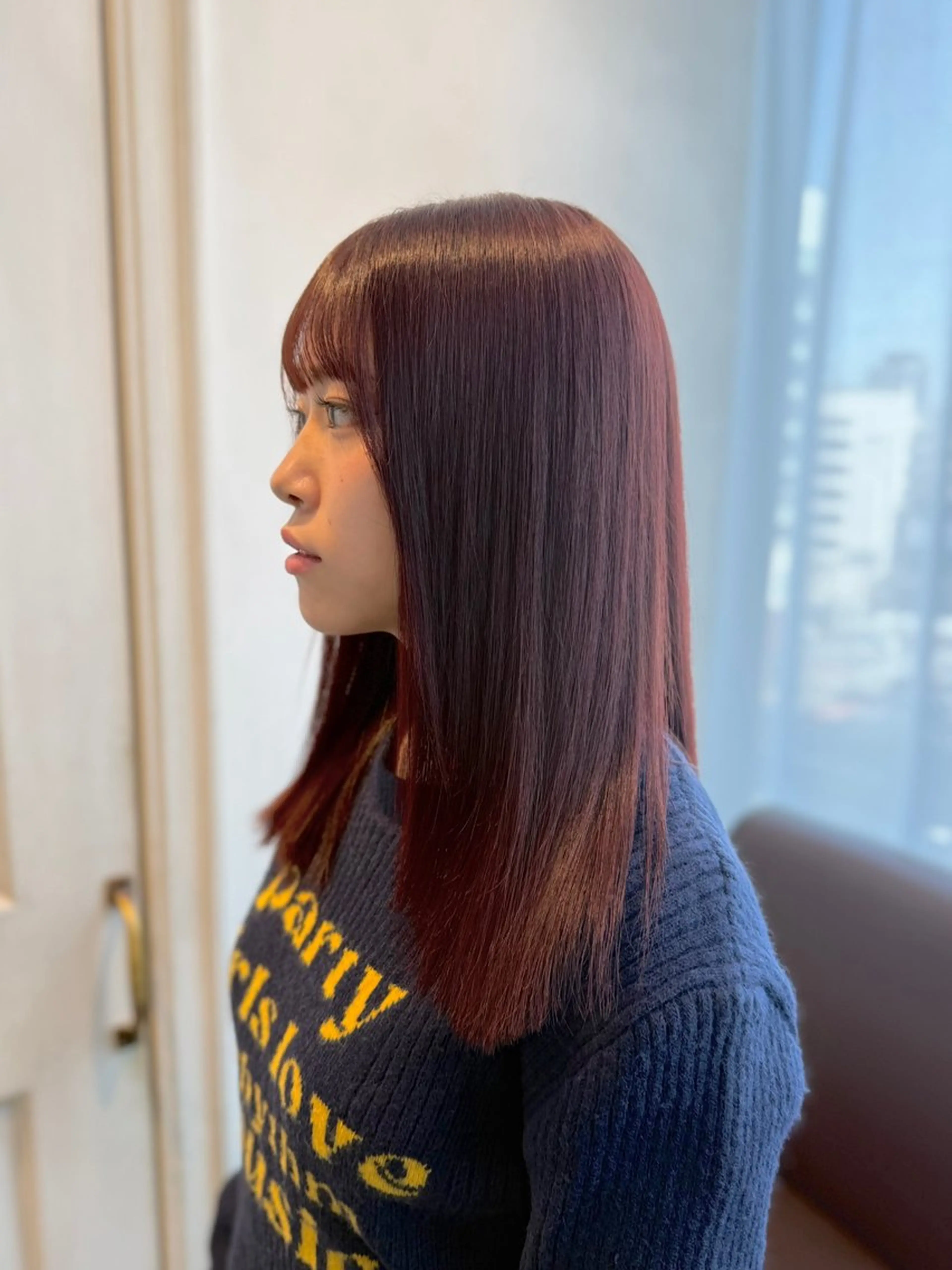 セミロング ピンクブラウン 髪質改善 レイヤーカット ヘアカラー ヘアメイク美容師 🦋サカモトレナ🦋のヘアスタイル