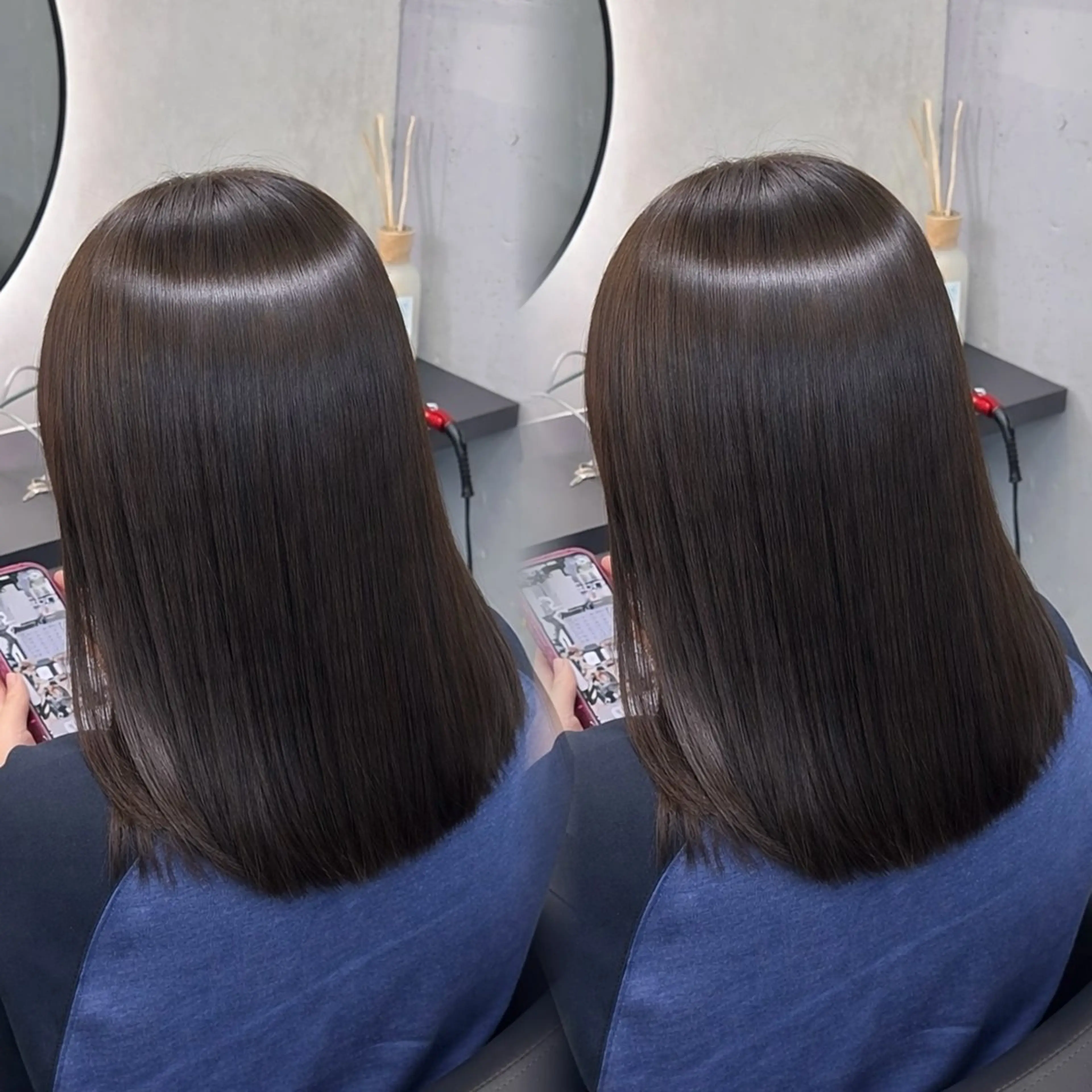 ミディアム カラー ヘアアレンジ ヘアカラー 縮毛矯正 トリートメント 新宿 /髪質改善/ 縮毛矯正/ヒュウガのヘアスタイル