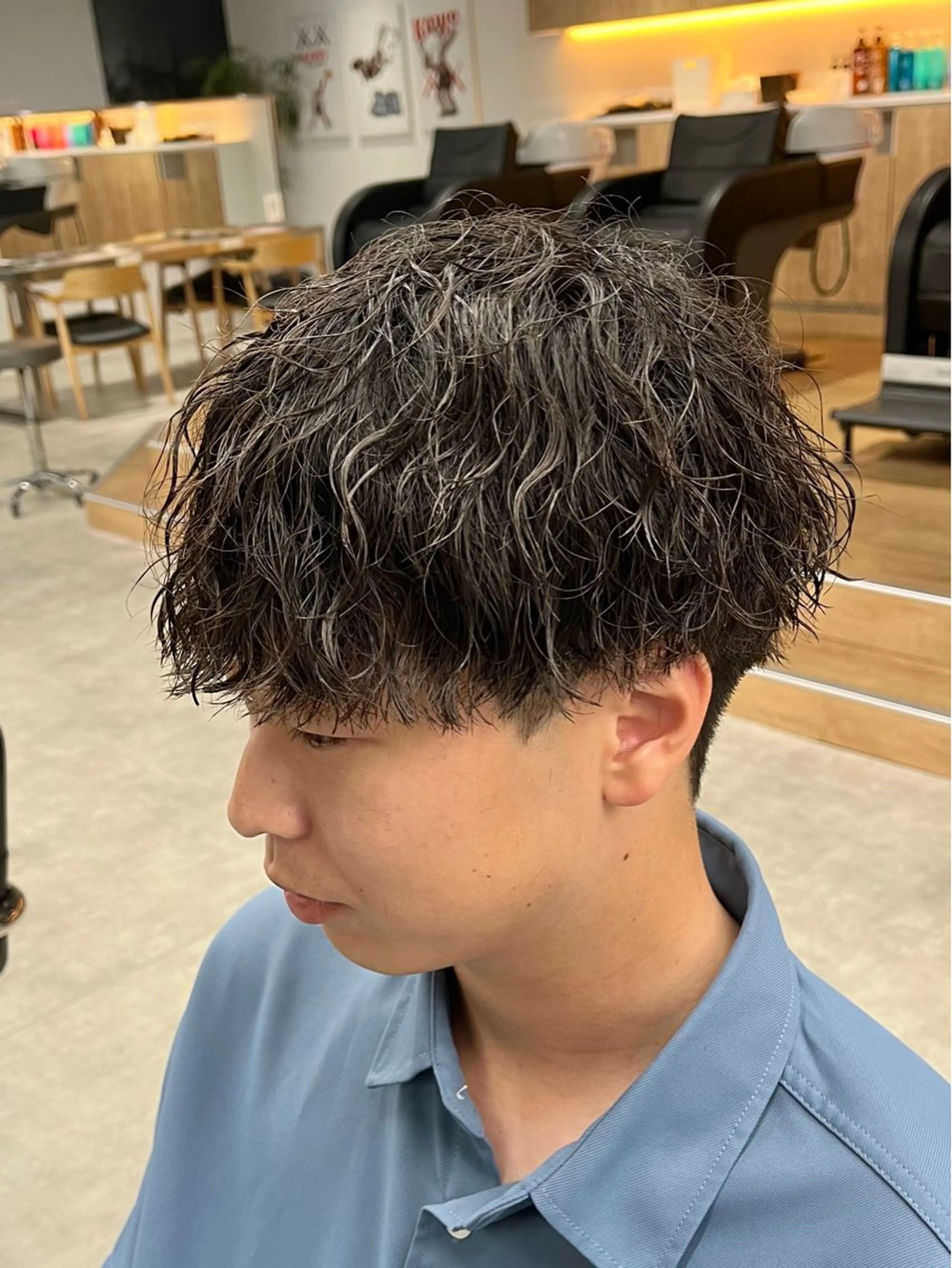 ショート パーマ メンズ マッシュ メンズパーマ ツイストスパイラルパーマ スパイラルパーマ カット パーマ 新潟メンズパーマ 新潟駅/小田拓実のヘアスタイル