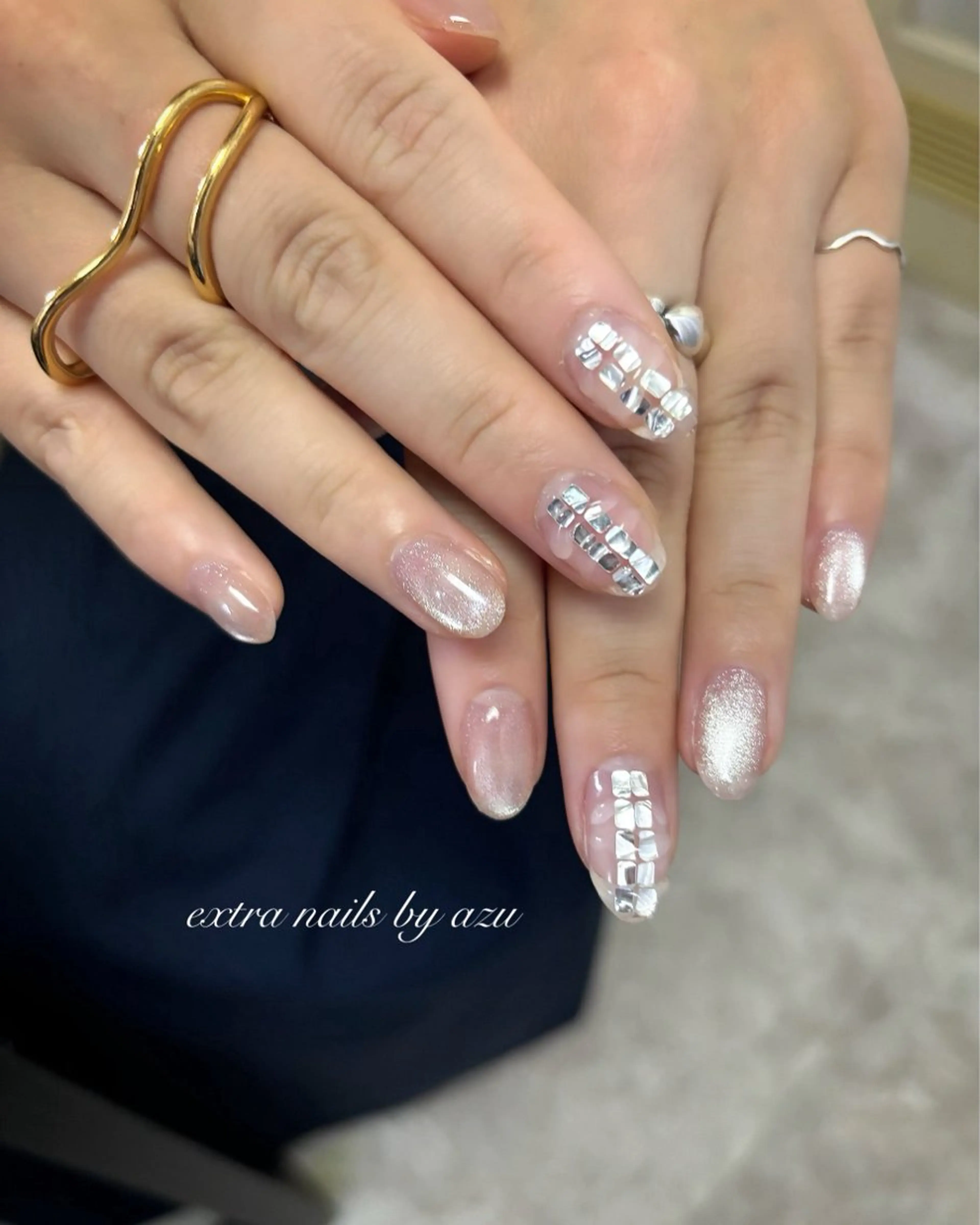ネイル ホログラムネイル マグネットネイル 持ち込み ハンドネイル extranails ／lemellaのネイルデザイン
