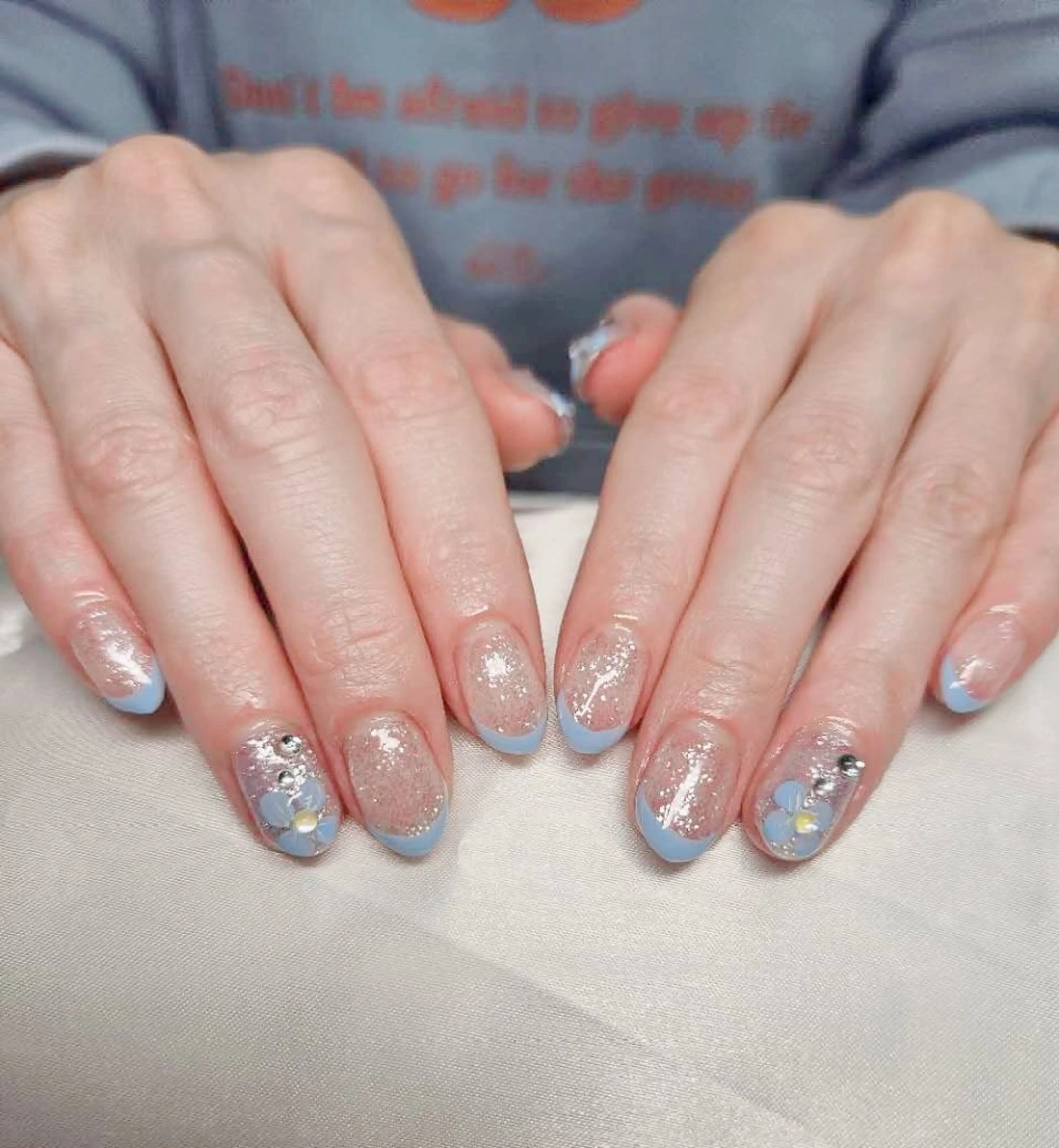 ネイル フレンチネイル ラメ(グリッター) 春ネイル ハンドネイル ハンドケア Beaubie  nailサロンのネイルデザイン