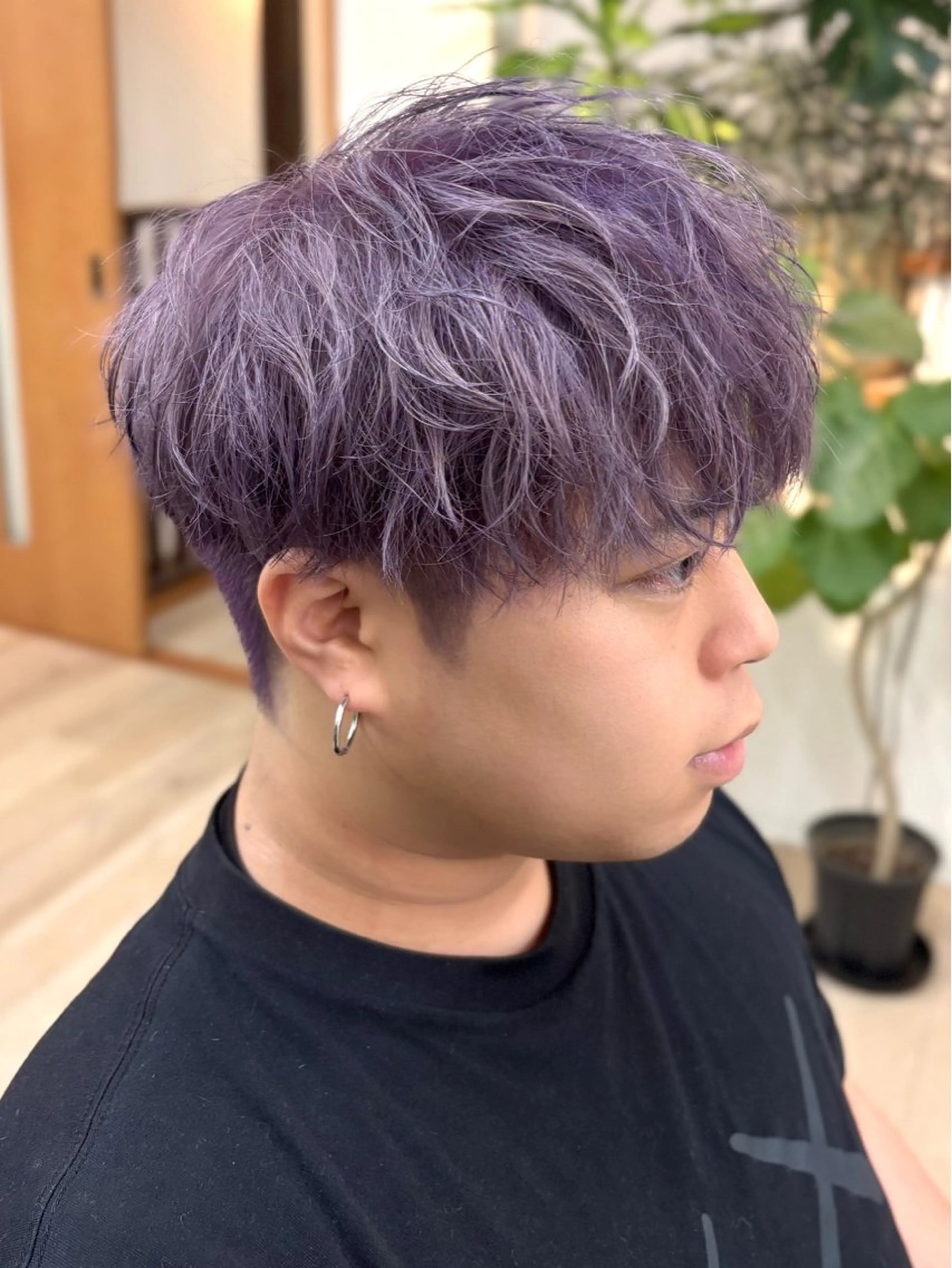 ショート カラー メンズ メンズブリーチ マッシュ ブリーチ ラベンダーカラー カット ヘアカラー トリートメント RAIA💎ケア ブリーチ＆パーマ💎のヘアスタイル