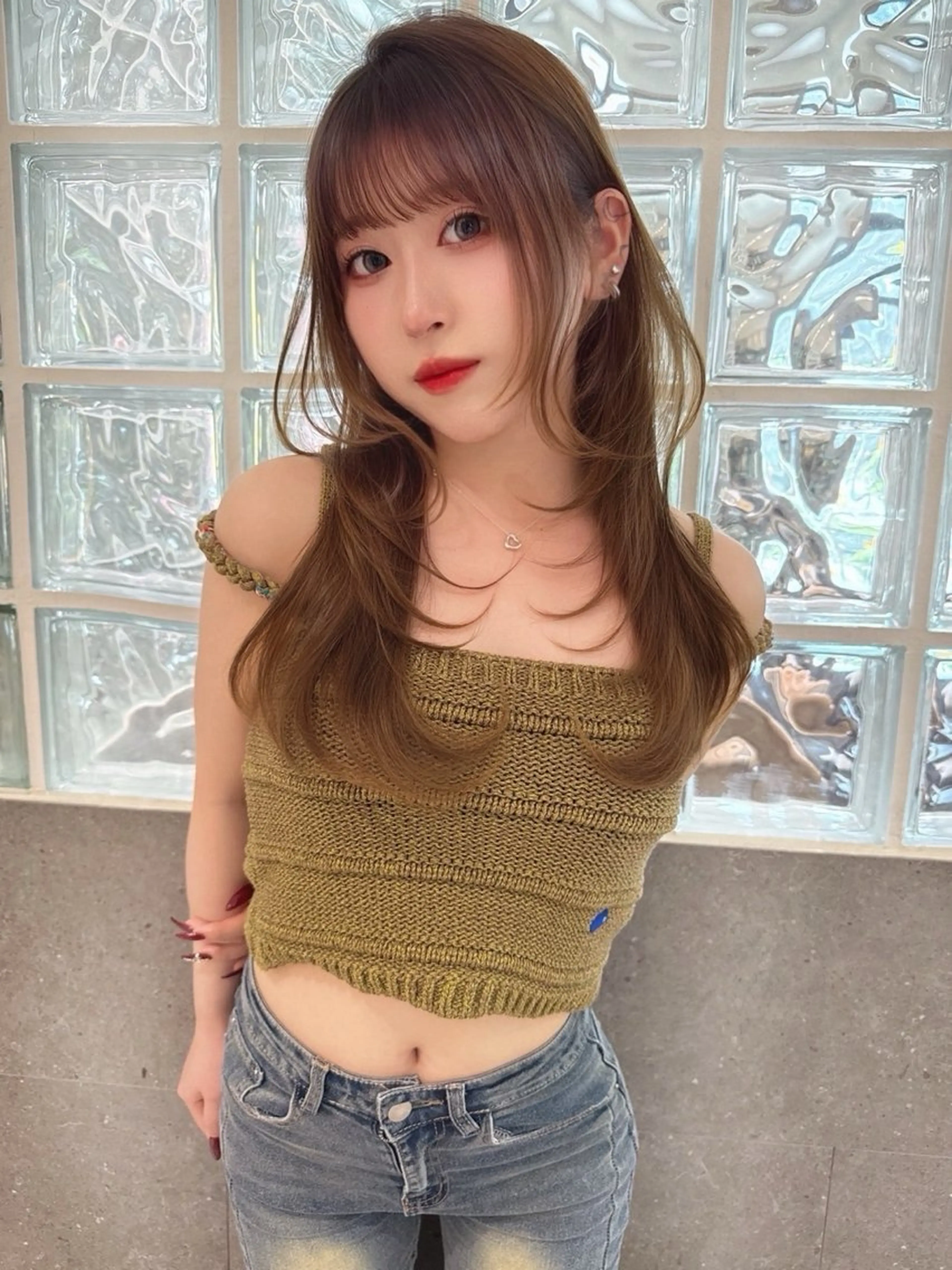 ロング ゆらんちょ/ブリーチ 無w/縮毛矯正/暖色のヘアスタイル