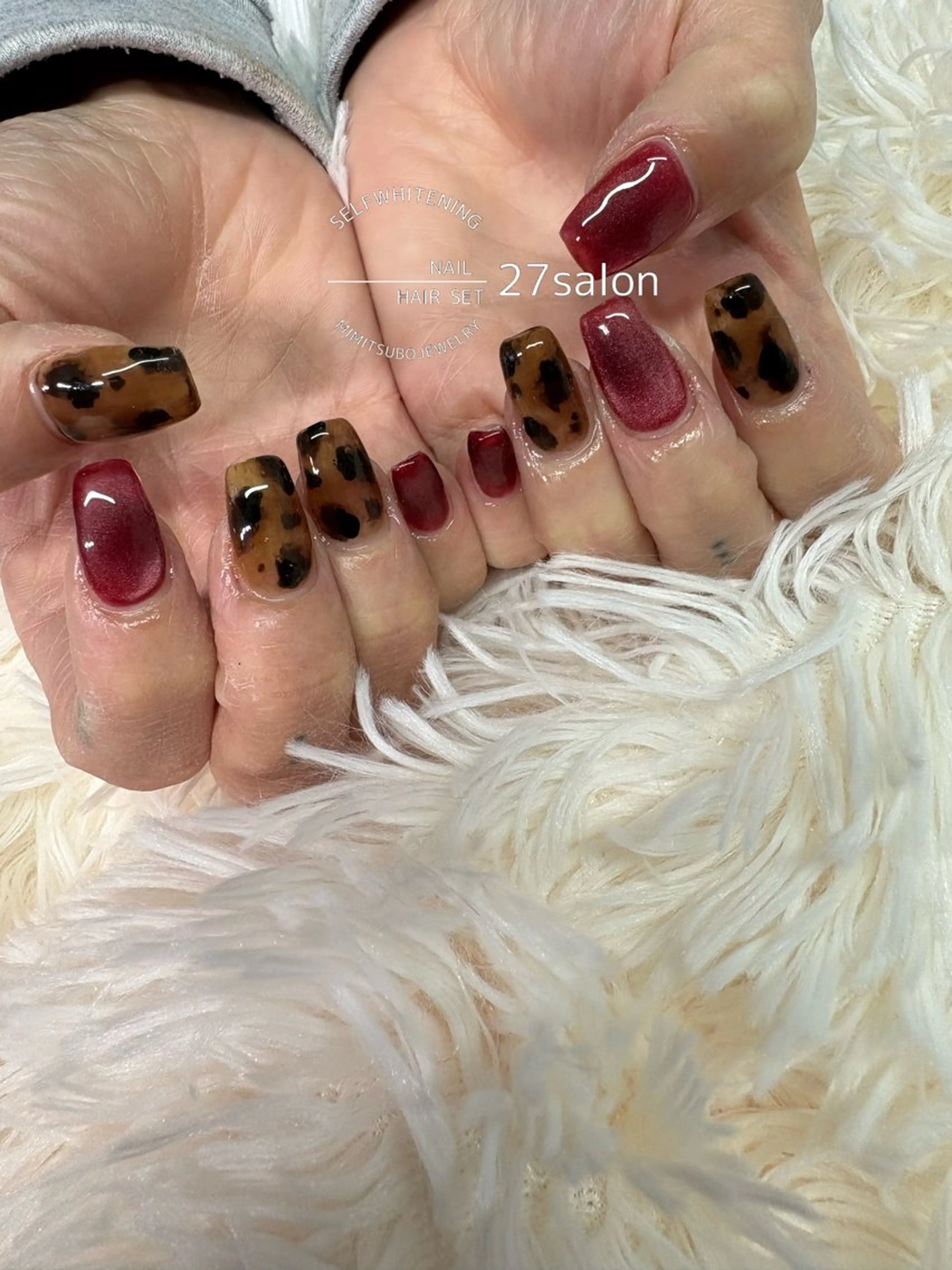 ネイル アニマル柄 べっ甲ネイル マグネットネイル ハンドネイル 27salon yuinaのネイルデザイン