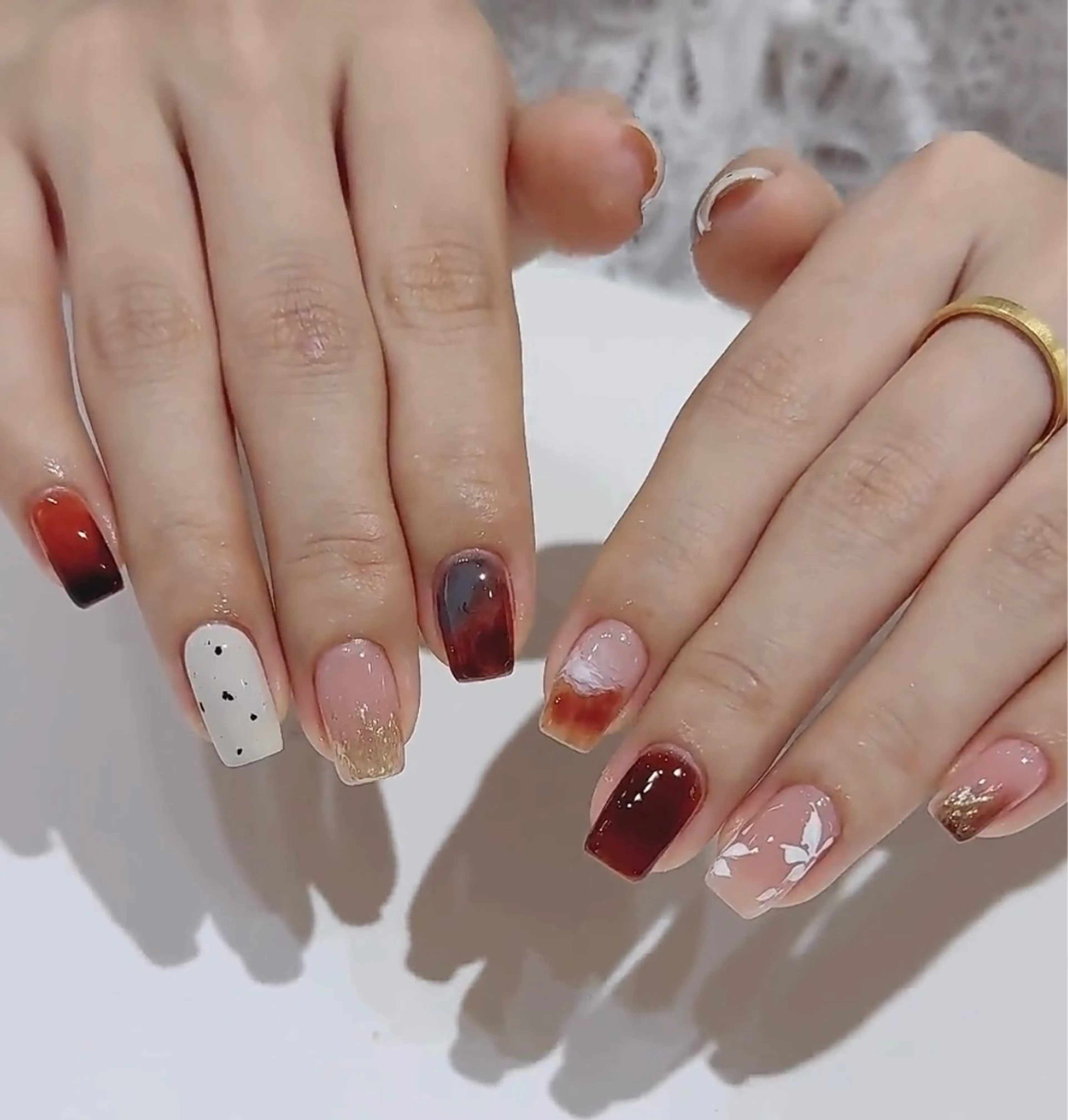 ネイル アニマル柄 べっ甲ネイル ブラウン ジェルネイル ハロウィン Rika  nail cocoのネイルデザイン