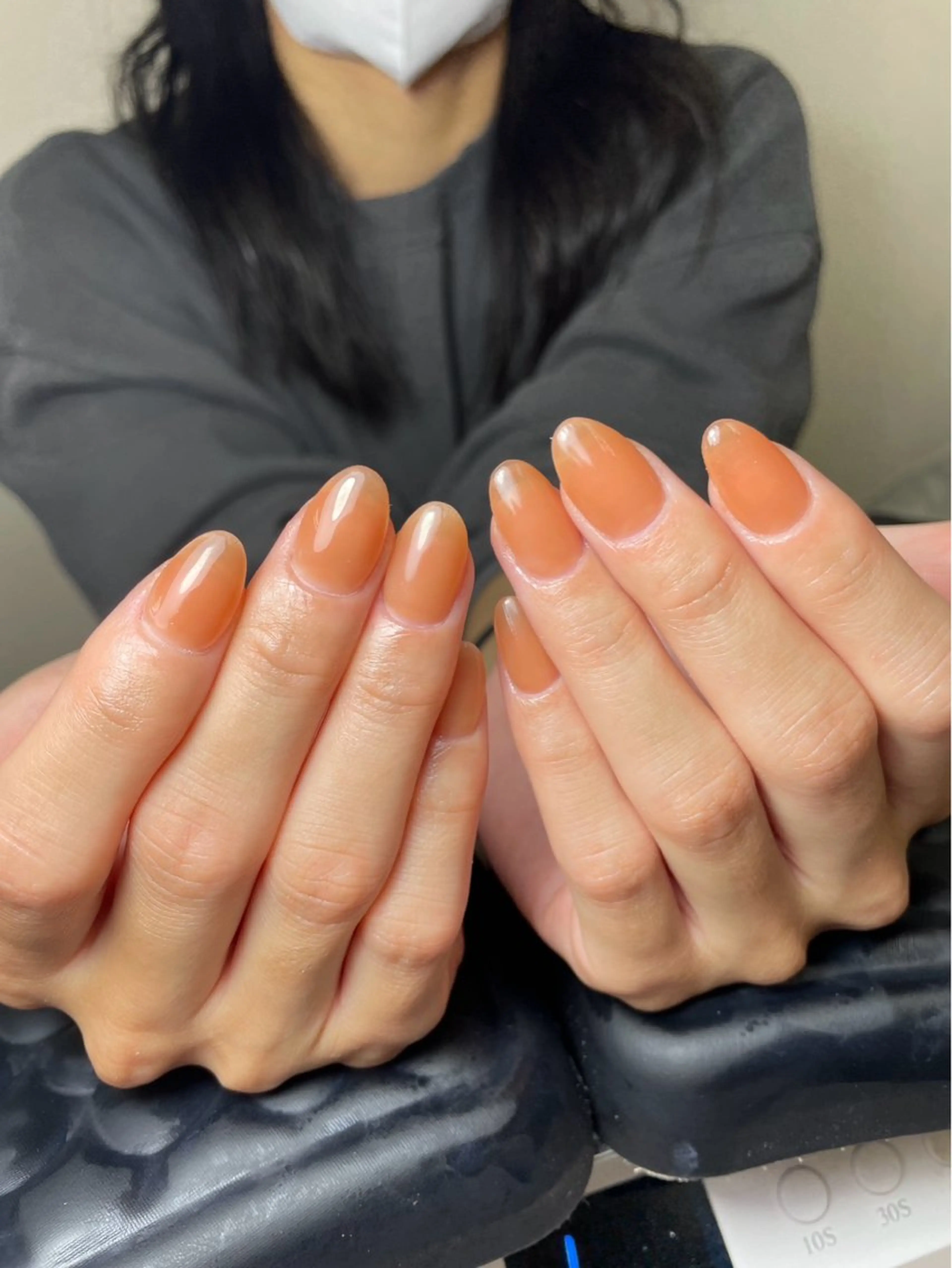 ネイル ブラウン チークネイル 桜ネイル 長さ出し フットネイル ハンドネイル XIINH NAIL SALONのネイルデザイン