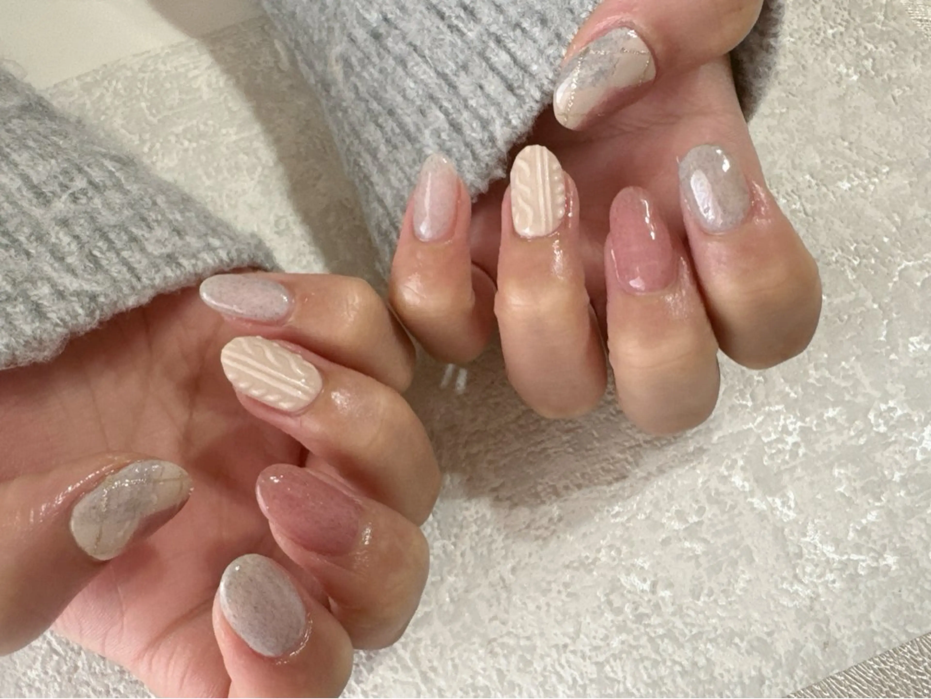 ネイル オーロラネイル フットネイル フレンチネイル ジェルネイル 韓国ネイル kikinail 溝の口のネイルデザイン