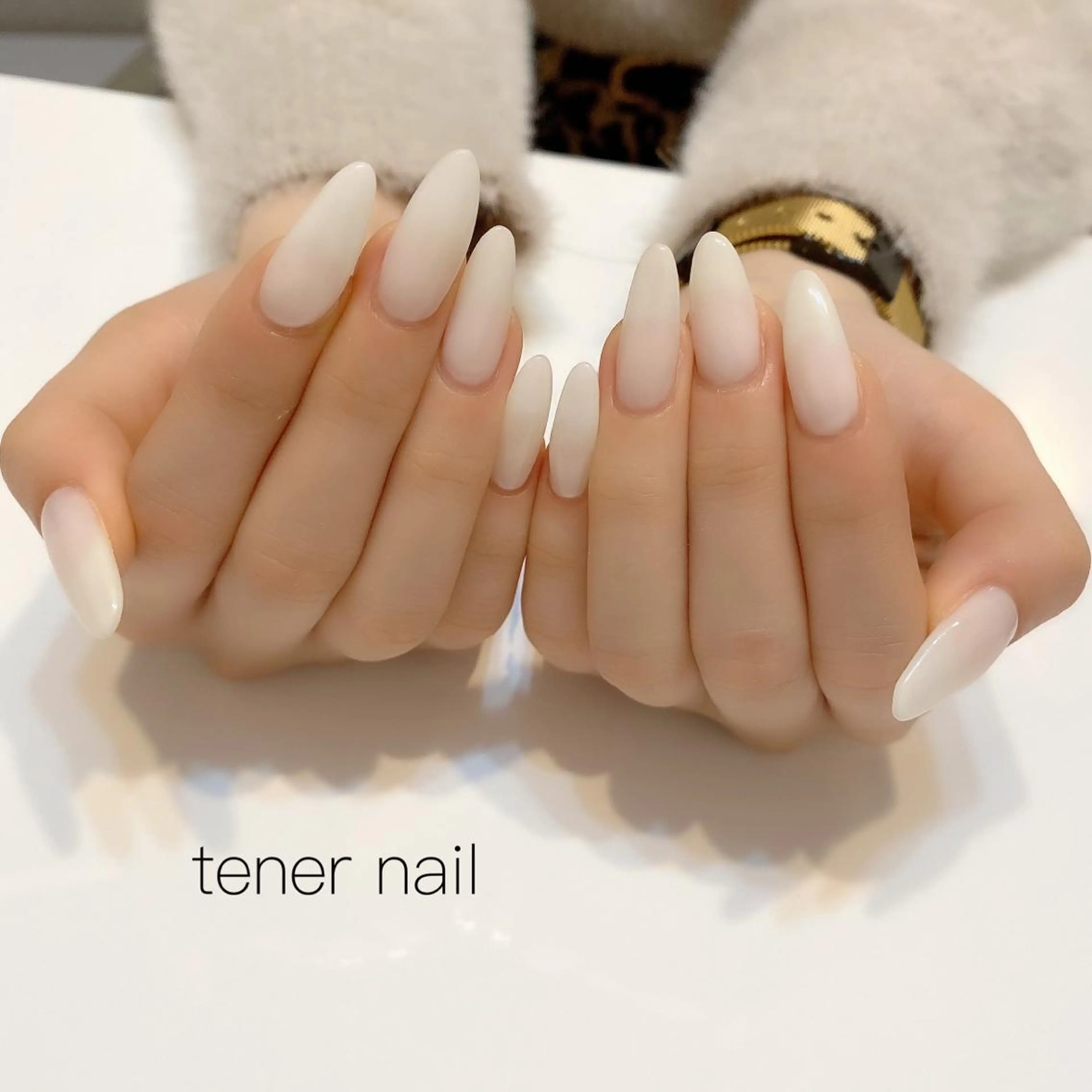 ネイル クリアネイル ロングネイル ホワイト テネルネイル tener nailのネイルデザイン