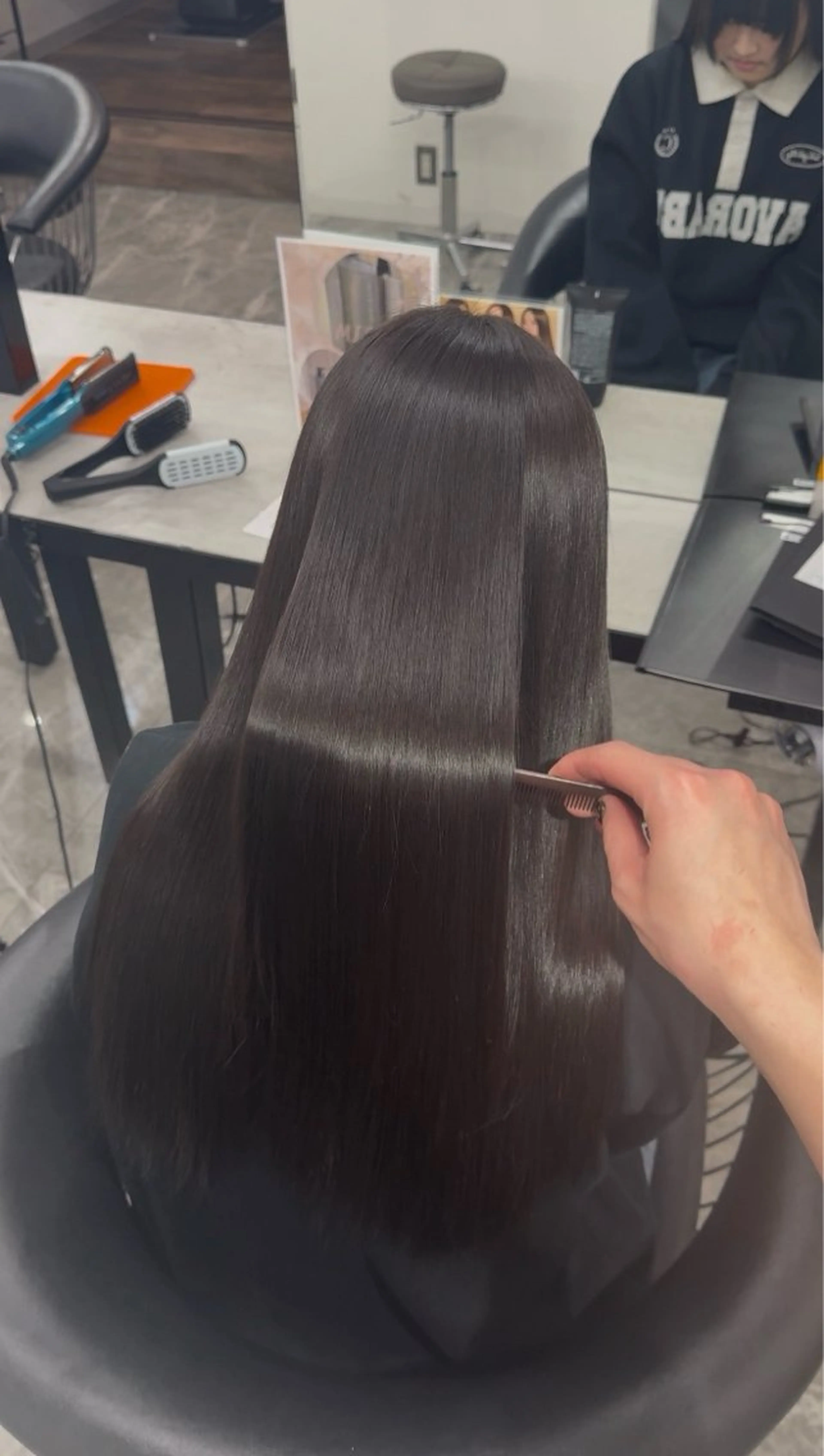 ロング 伸ばしかけ 髪質改善 縮毛矯正 ヘアカラー 縮毛矯正 りきと🦋河原町 縮毛矯正/艶カラーのヘアスタイル