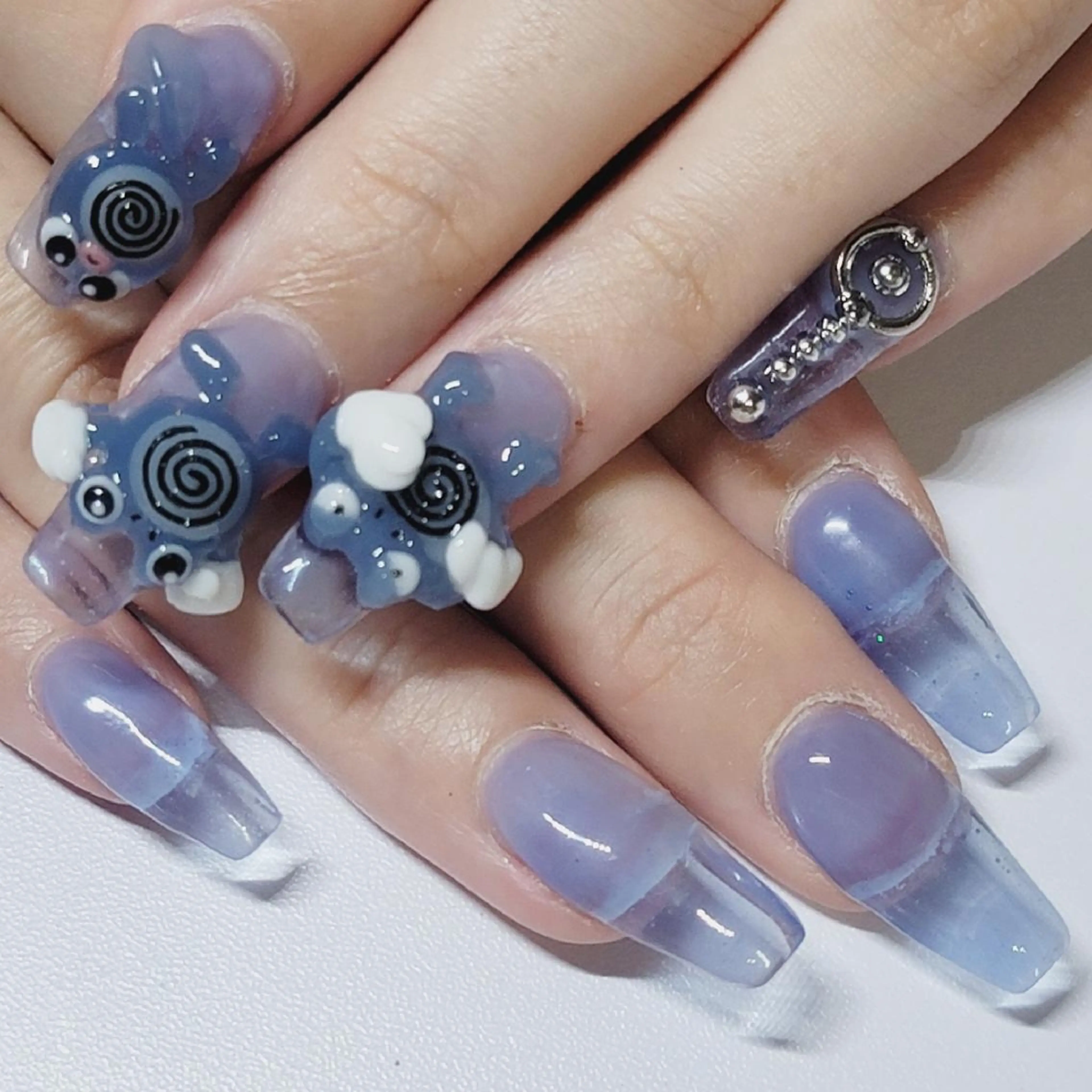 ネイル アートネイル ブルー クリアネイル ワンカラーネイル ハンドネイル よしだ ひろきのネイルデザイン