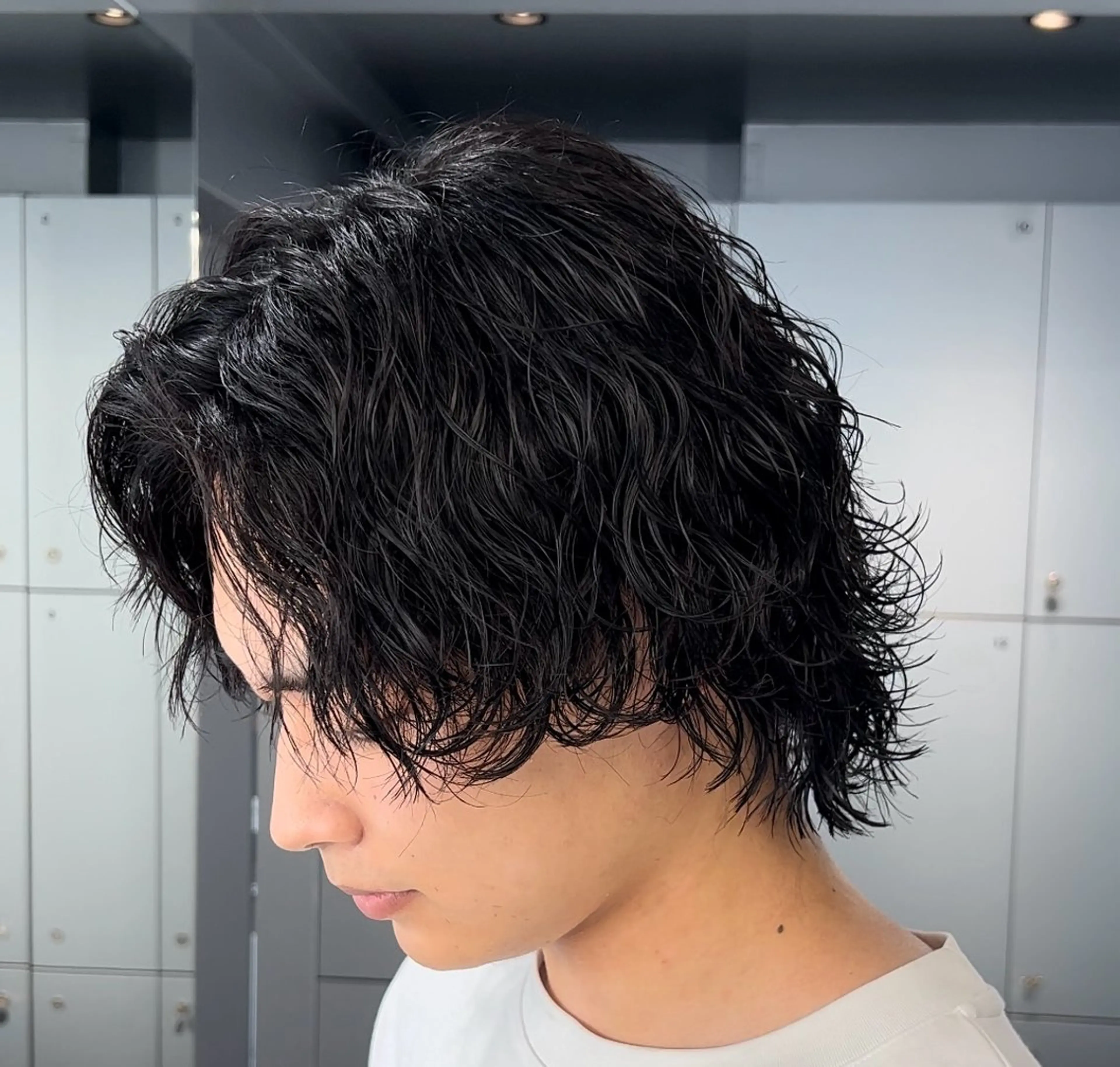 ロング パーマ ヘアアレンジ メンズ カット パーマ fifth 石川 凪のヘアスタイル