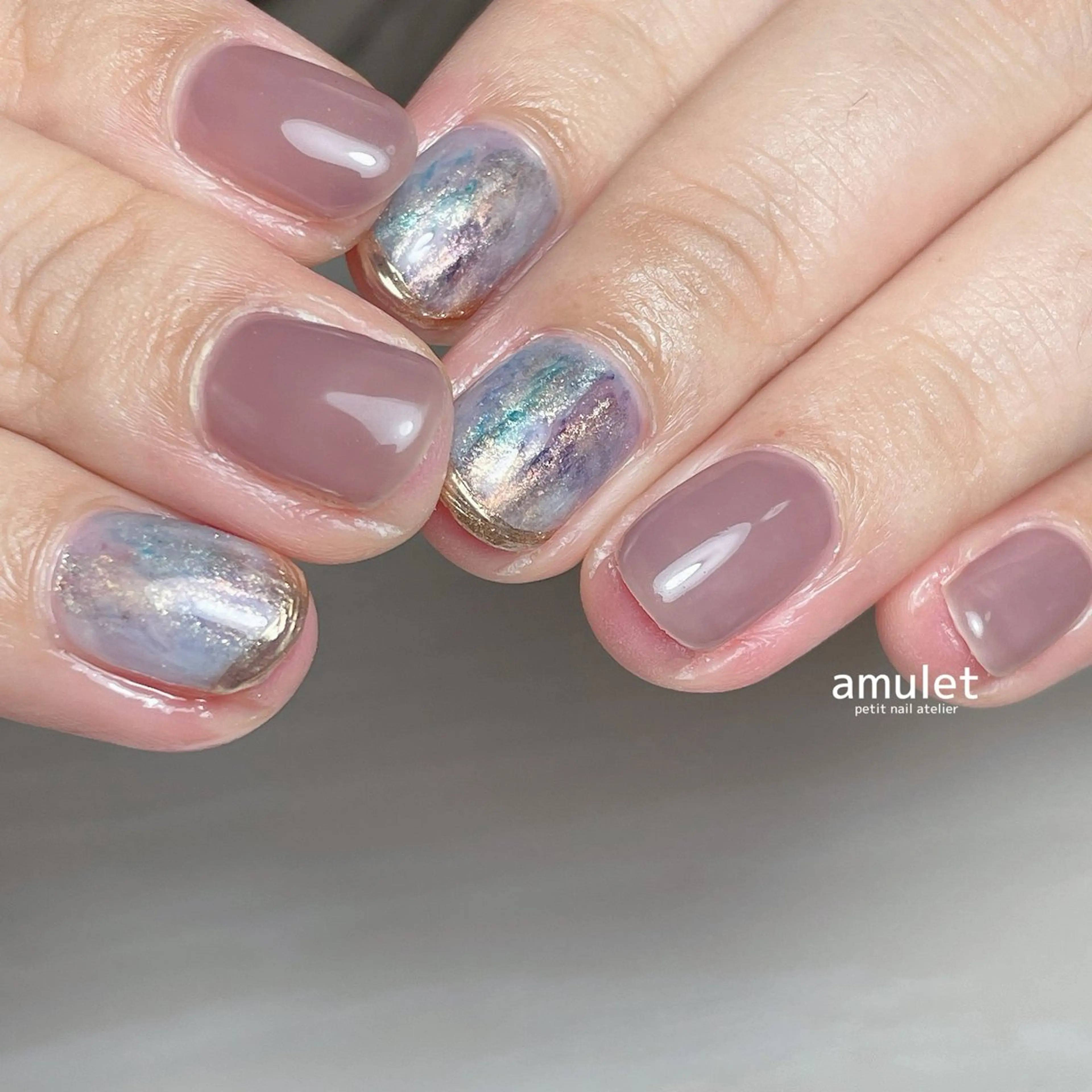 ネイル ブルー ハンドネイル amulet TOMOMIのネイルデザイン
