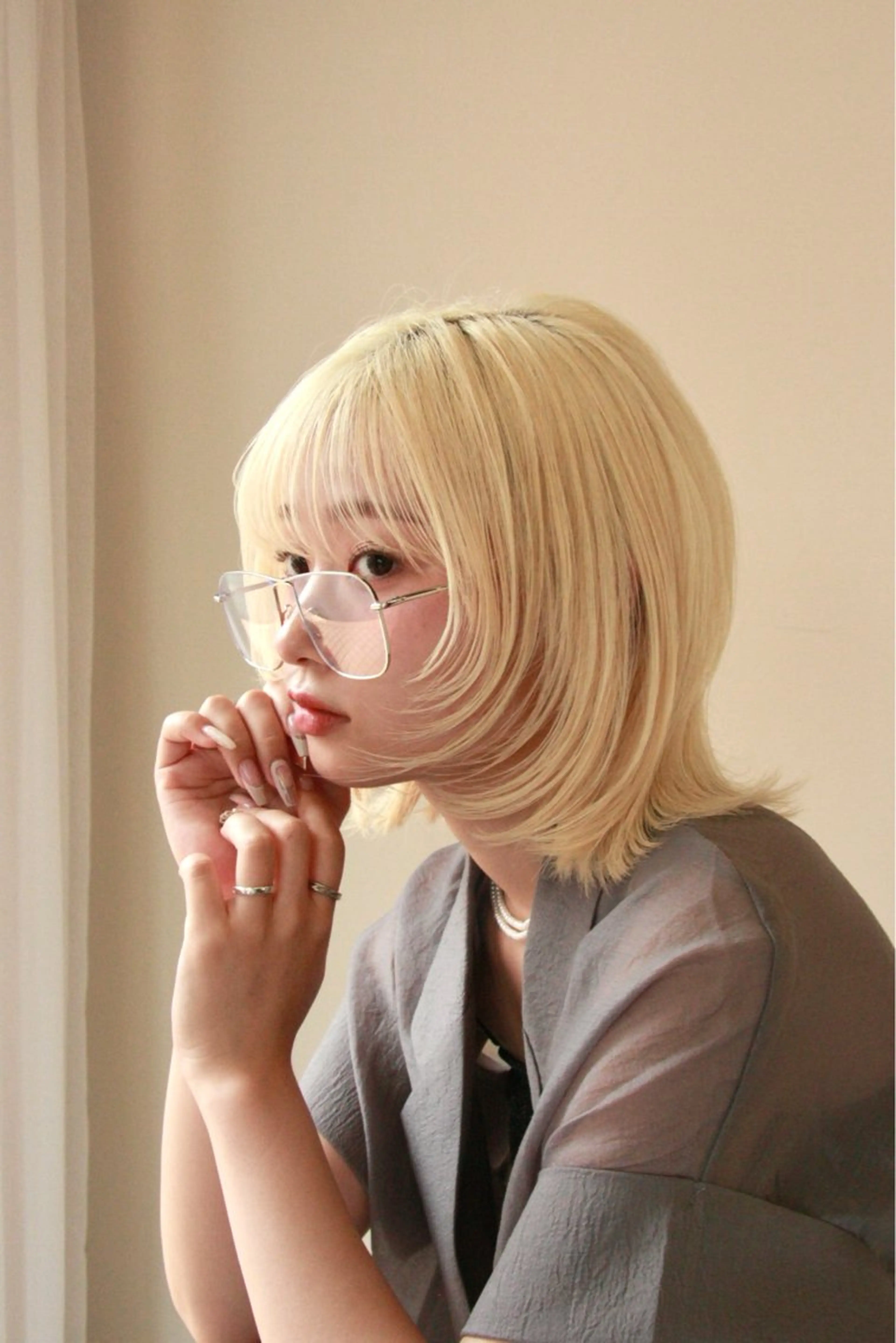 ミディアム 顔まわりレイヤー 顔周りカット レイヤーカット Koya ショート/ボブのヘアスタイル