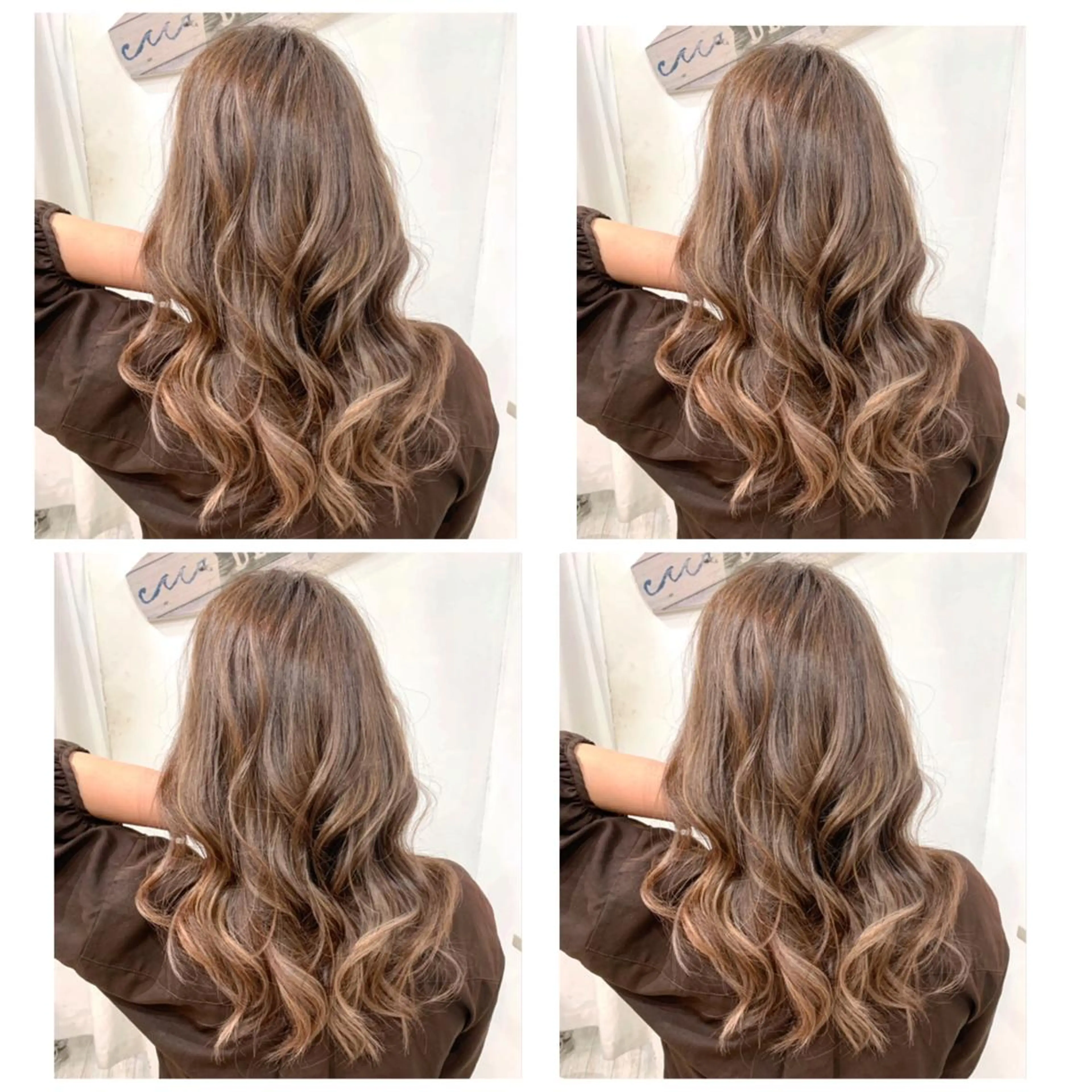 セミロング カラー アッシュ バレイヤージュ ブリーチ デザインカラー グレージュ カット ヘアカラー トリートメント 京都大人女性ショート 徒歩1分/秋山のヘアスタイル