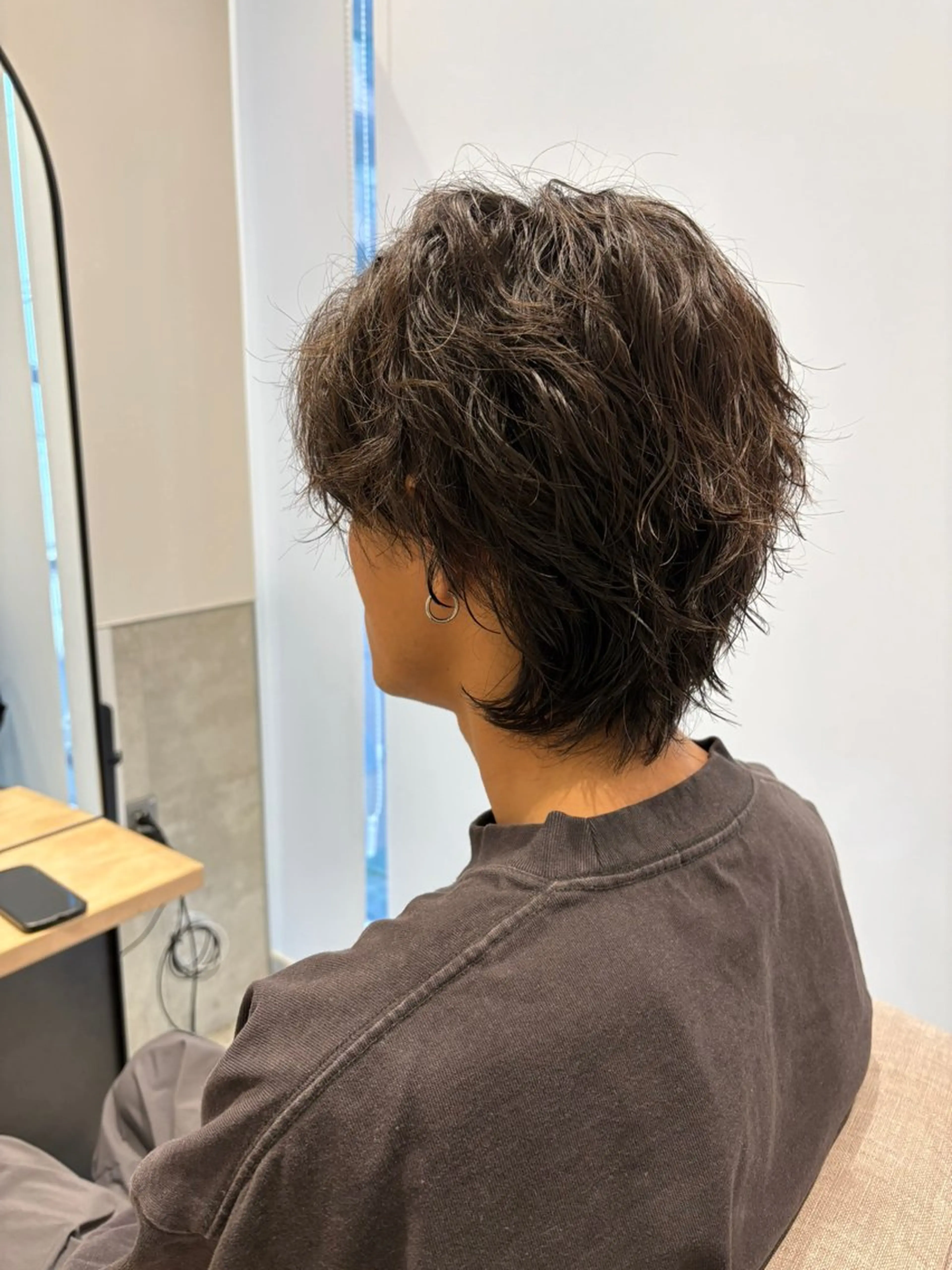 ミディアム パーマ メンズ カット パーマ 仲地 大地のヘアスタイル