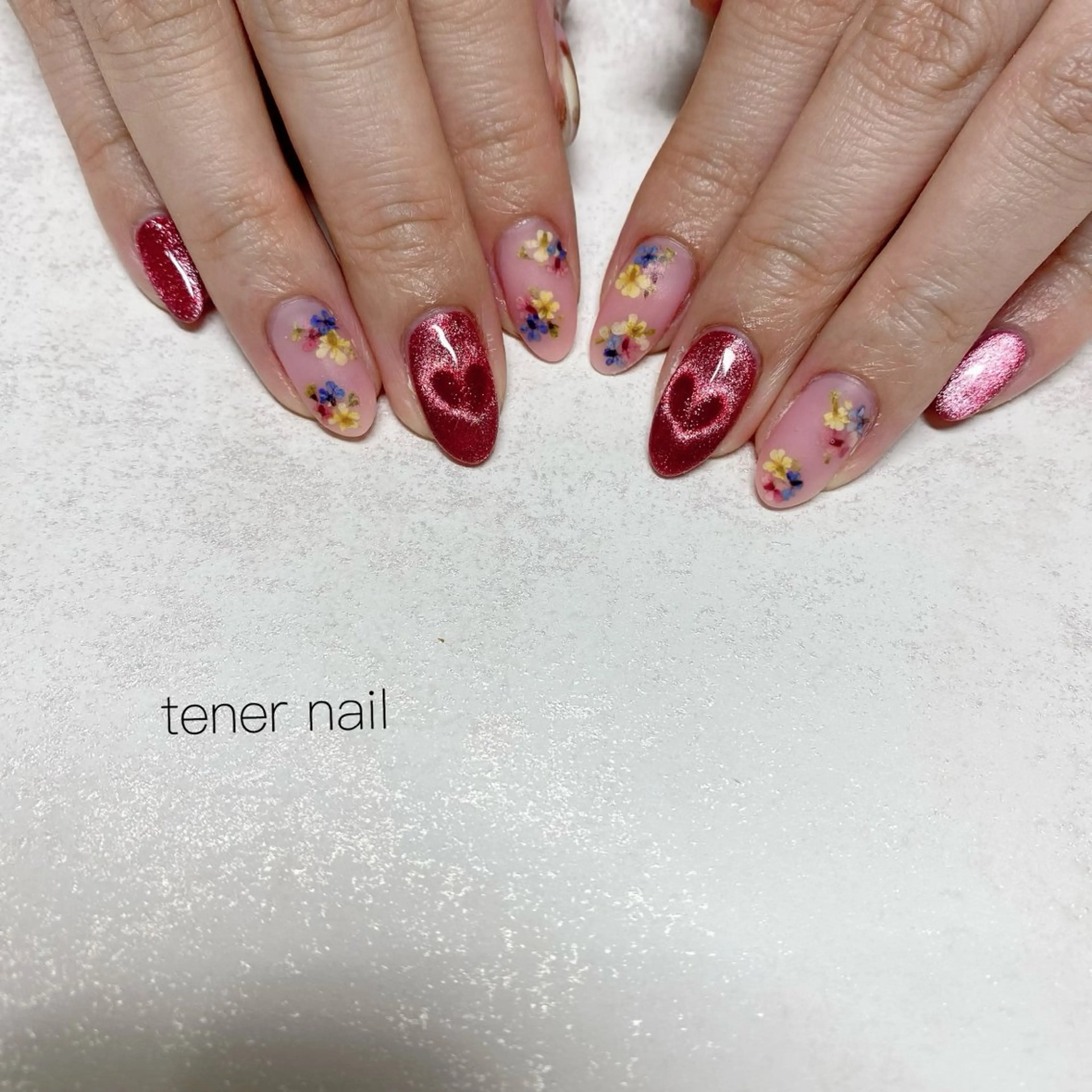ネイル フラワーネイル ハート マグネットネイル ハンドネイル テネルネイル tener nailのネイルデザイン