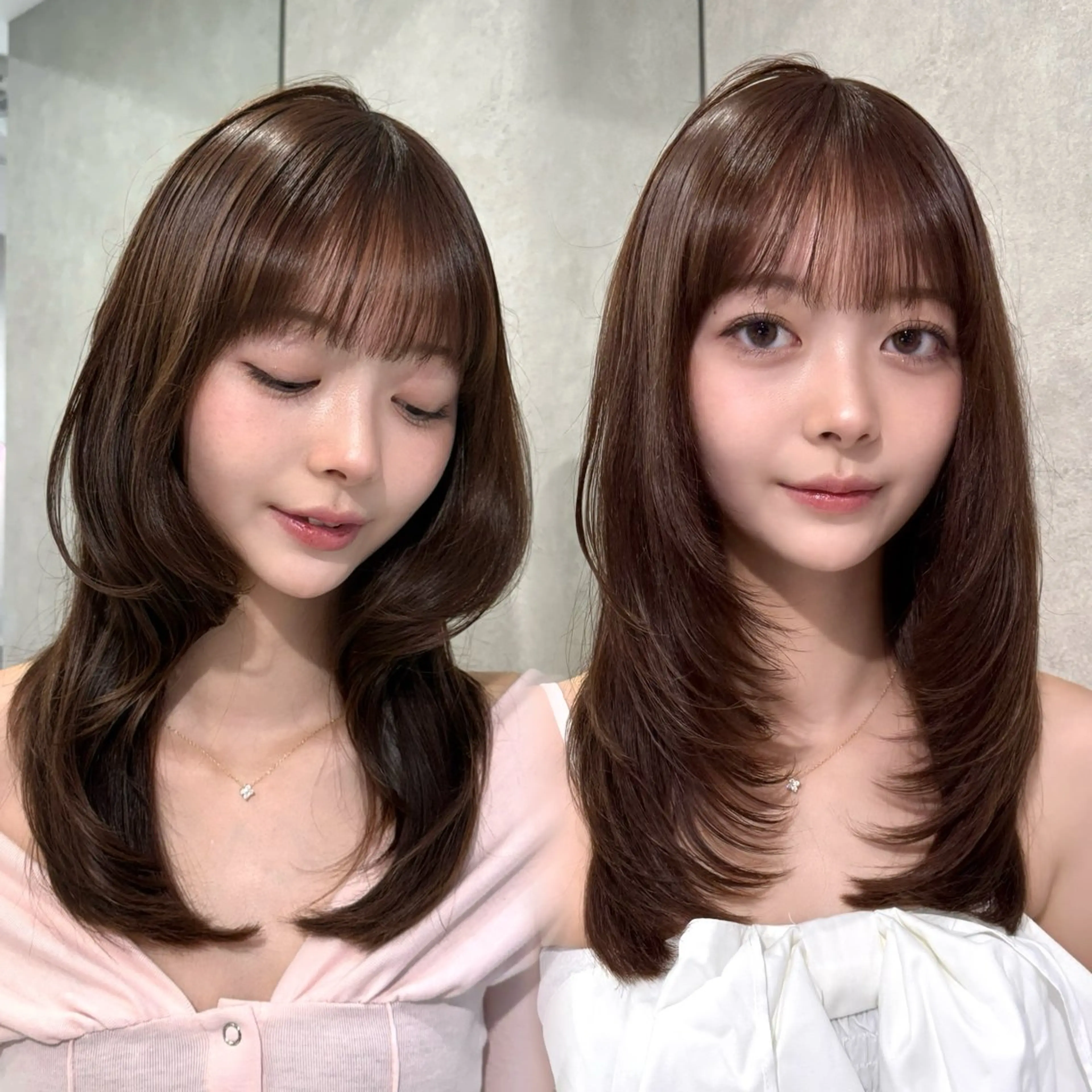 セミロング カラー ベージュカラー くびれヘア レイヤーカット カット ヘアカラー トリートメント ハッシュカット/ 艶カラー/RIN🩶のヘアスタイル