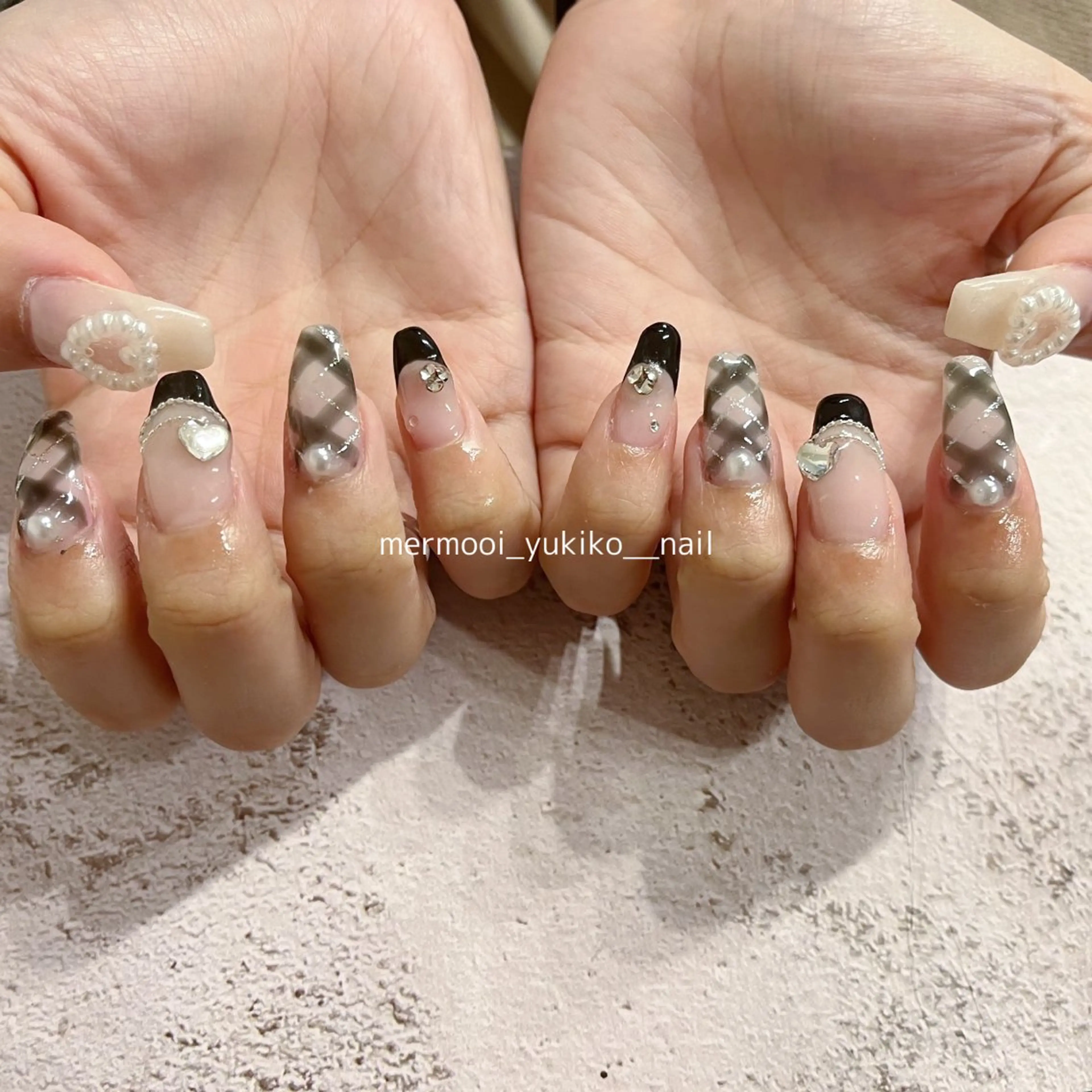 ネイル アートネイル フレンチネイル ジェルネイル ハート 韓国ネイル melumooi nailのネイルデザイン