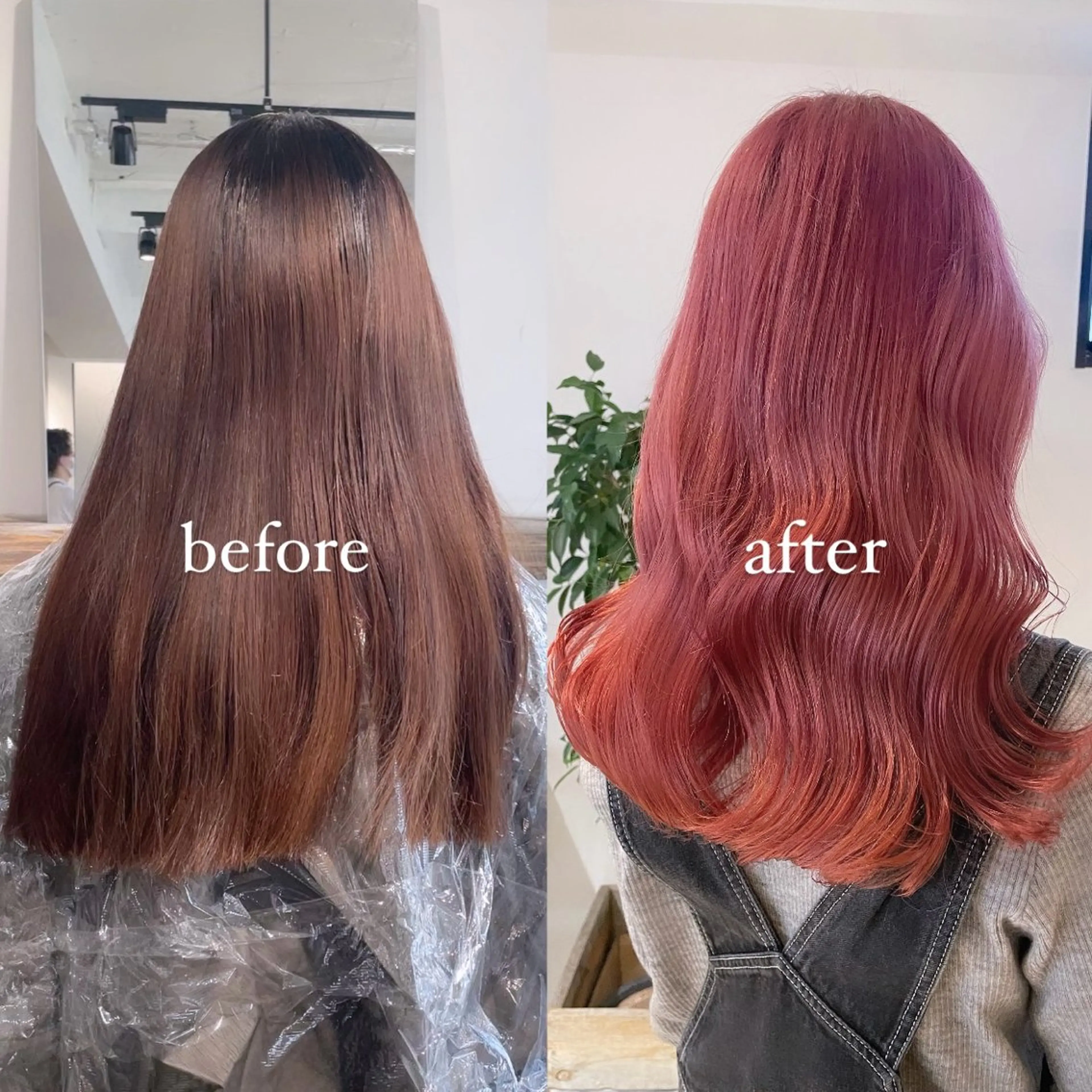 ミディアム カラー ブリーチ ダブルカラー ピンクカラー 暖色カラー🍒 ケアブリーチ/akiのヘアスタイル