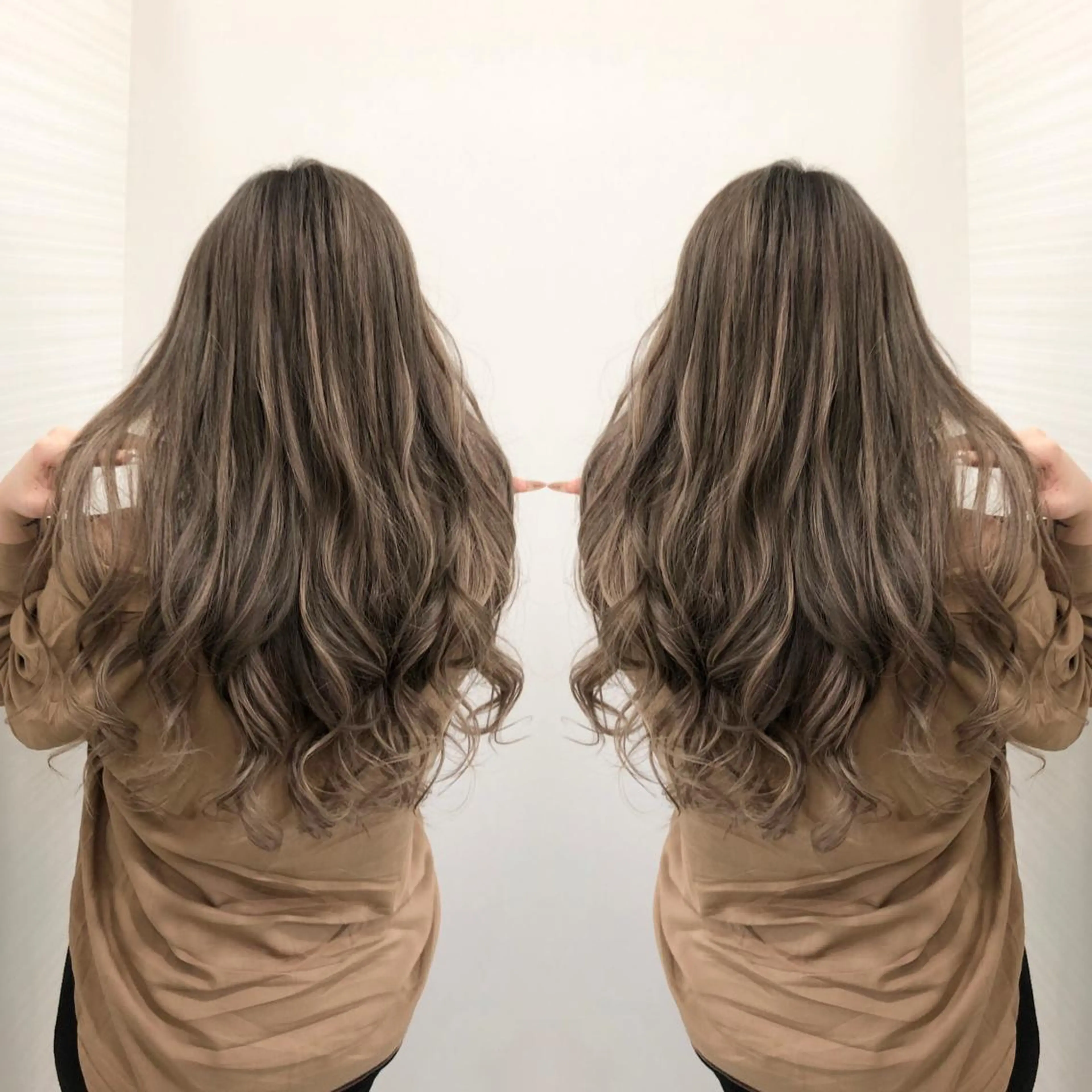 セミロング シールエクステ エクステ ヘアカラー 得能 雅人のヘアスタイル