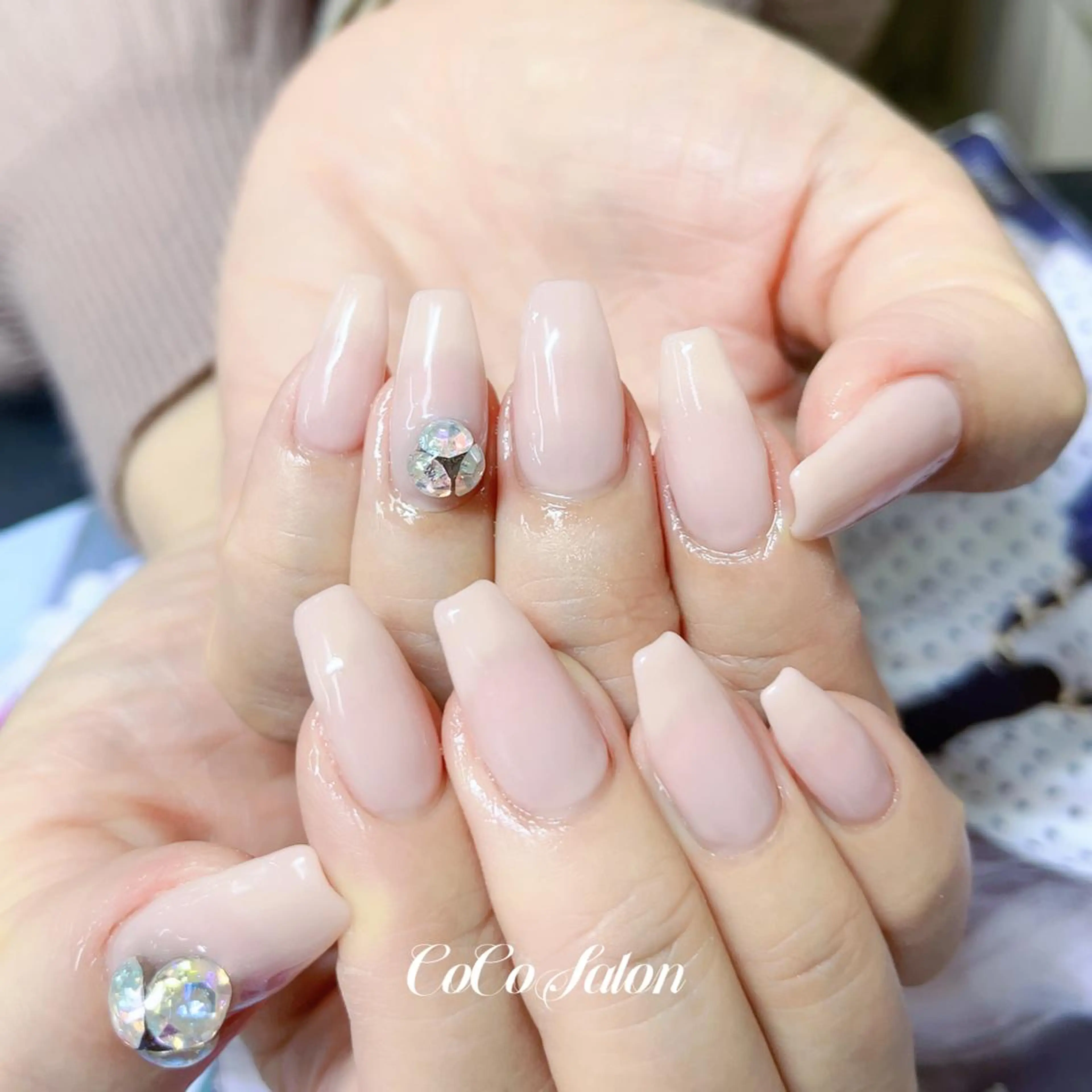 ネイル 入学式 長さ出し ジェルネイル 卒業式 韓国ネイル ハンドネイル CoCoSalon ネイル/まつ毛予約のネイルデザイン