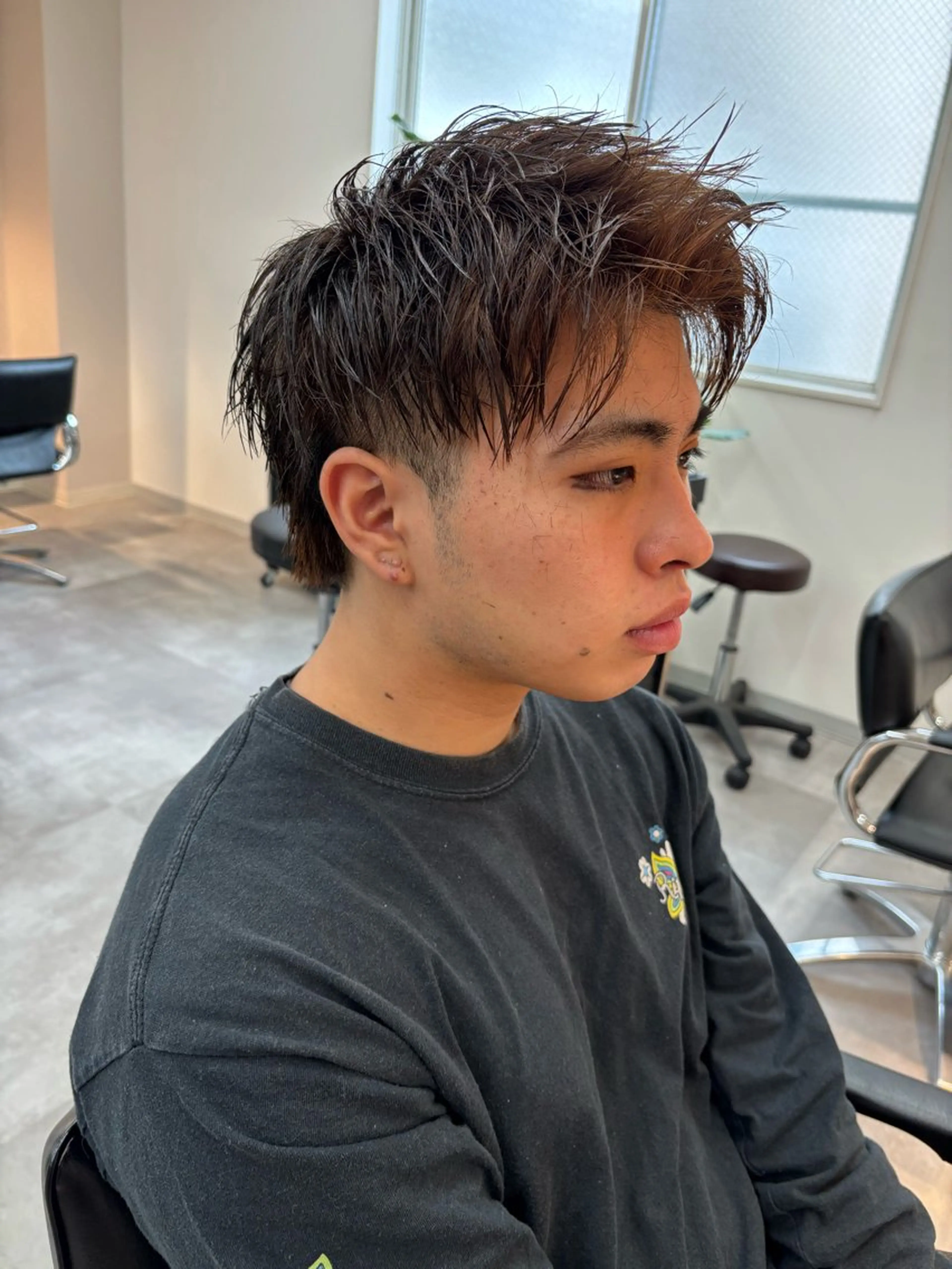 メンズ アップバング メンズショート カット 保立/フェザーパーマ /メンズカット千葉のヘアスタイル