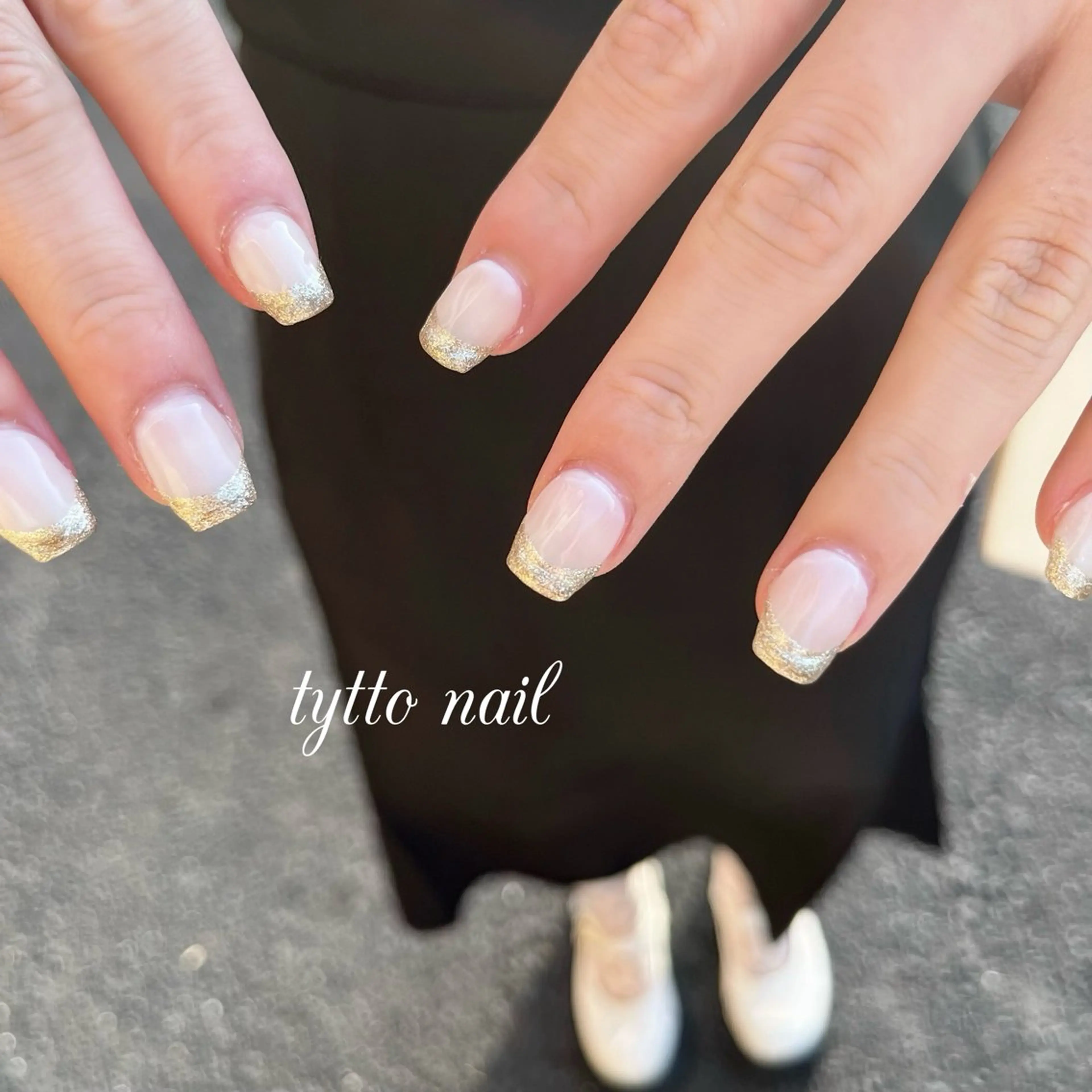 ネイル フレンチネイル ガーリー キラキラネイル ラメ(グリッター) オフィスネイル tytto nail ❤︎‪‪eri‪‪のネイルデザイン